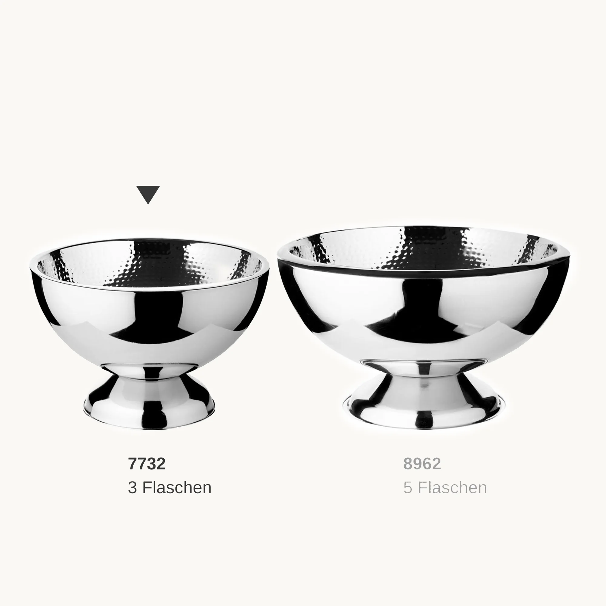 Flaschenkühler Cadiz (Höhe 21 cm, Ø 32 cm), gehämmert, Edelstahl, hochglanzpoliert, doppelwandig Flaschenkühler Cadiz (Höhe 21 cm, Ø 32 cm), gehämmert, Edelstahl, hochglanzpoliert, doppelwandig