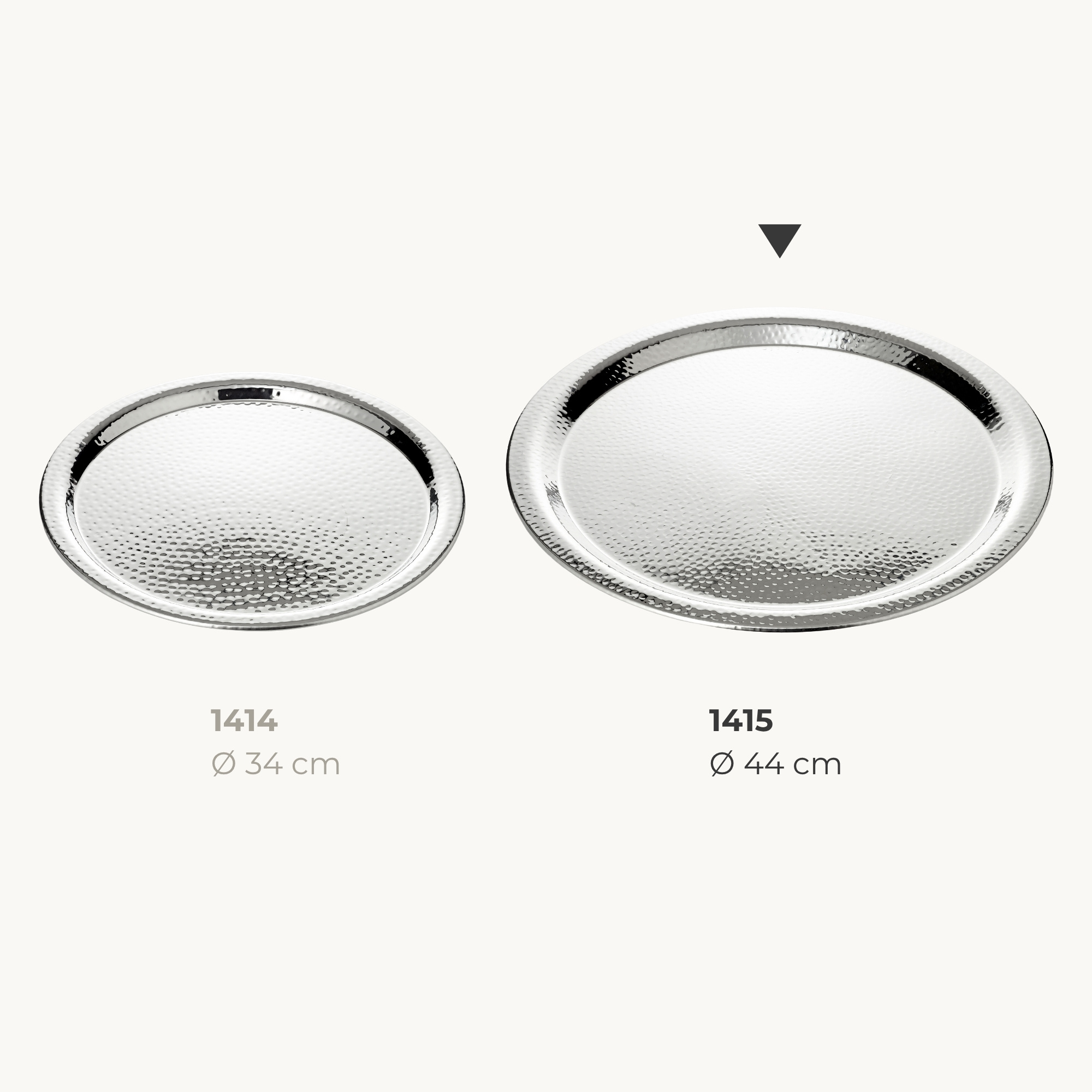 Tablett Martella (ø 44 cm) rund, Edelstahl hochglanzpoliert, Serviertablett, Dekotablett