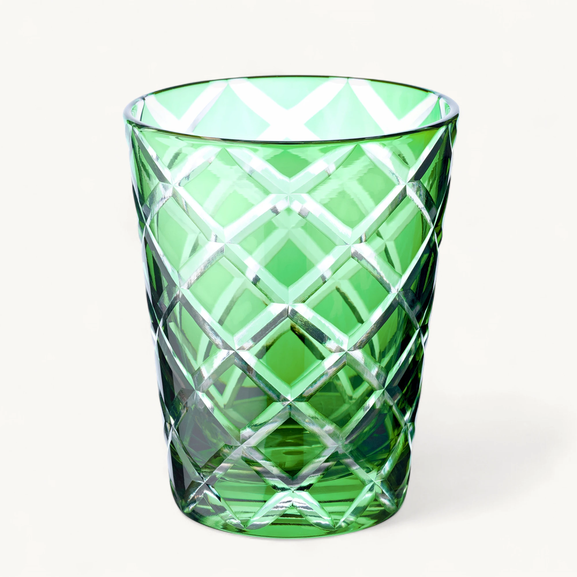 6er Set Kristallgläser Dio, grün, handgeschliffenes Glas, Höhe 10 cm