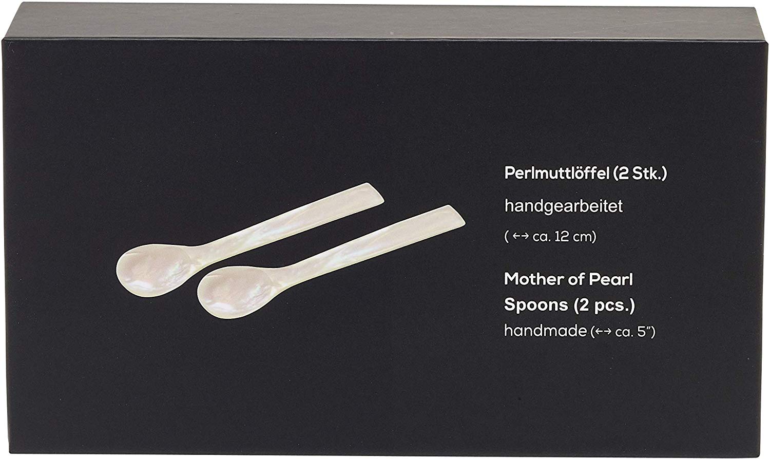 EDZARD 2er Set Eierlöffel (Länge 11 cm) aus echtem Meer-Perlmutt (Pinctada maxima), Handarbeit, 100% Naturprodukt, Griff oben eckig, edle Geschenkverpackung, Perlmuttlöffel für Ei und Kaviar