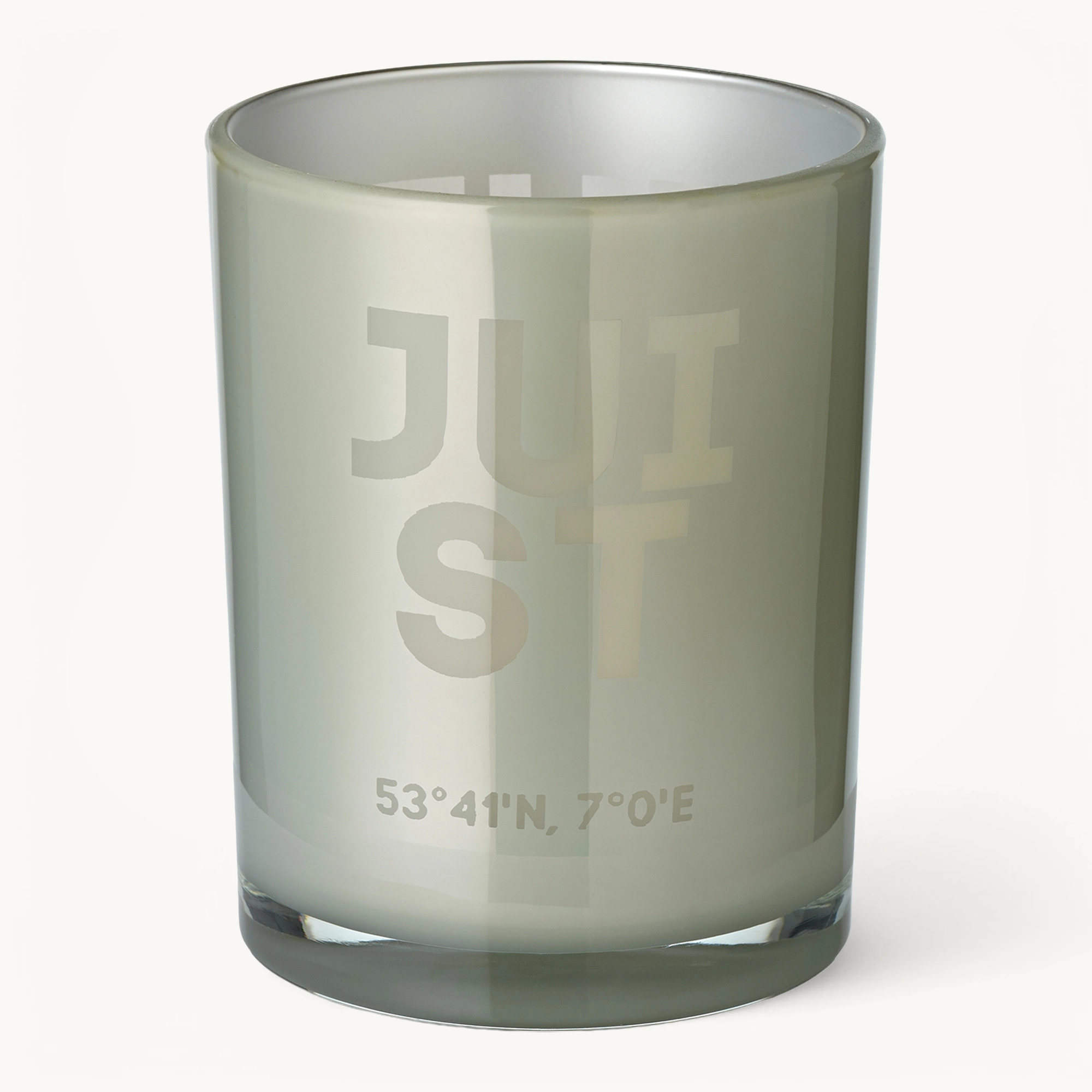 2er-Set Teelichtglas Juist (Höhe 8 & 12,5 cm), grau, Juist-Motiv