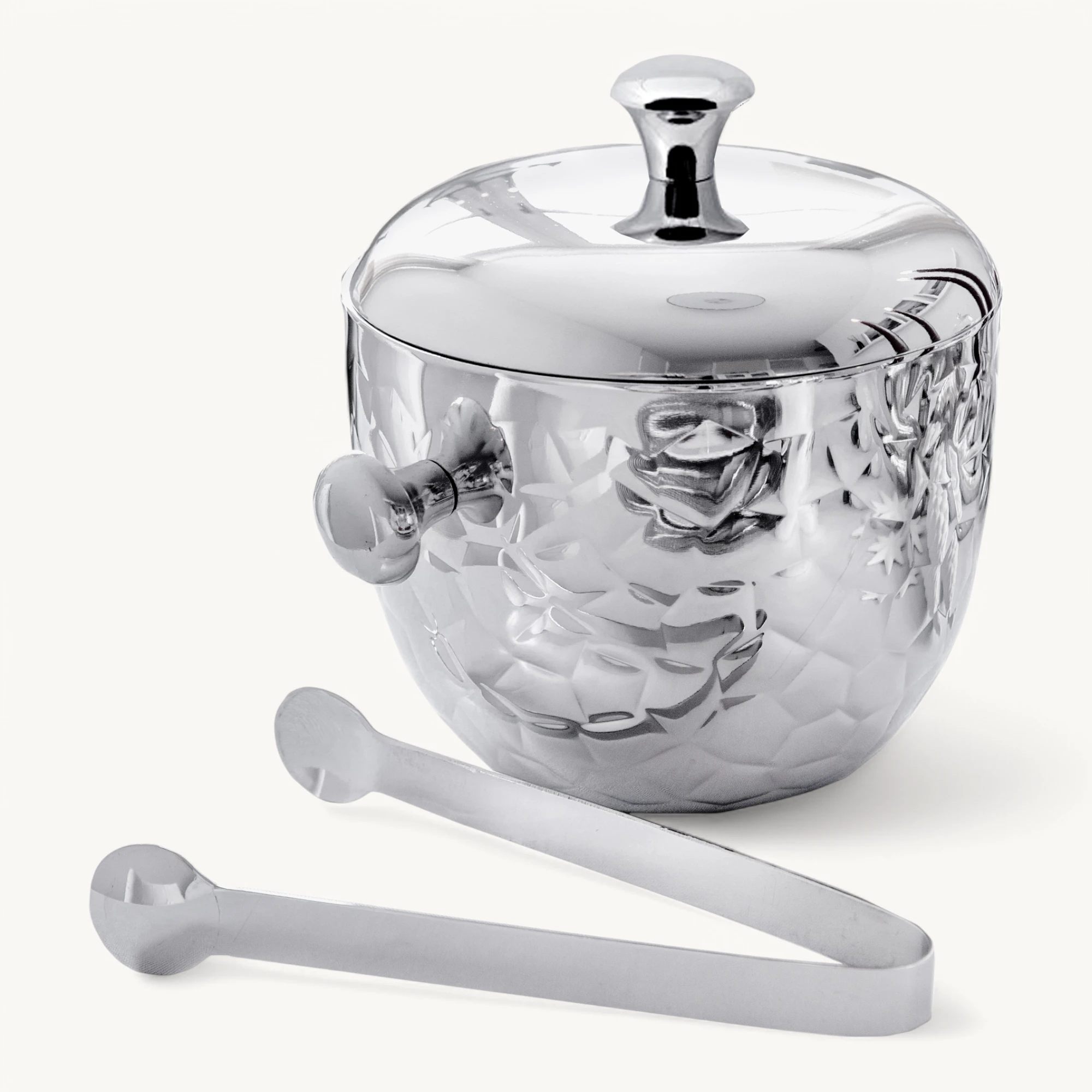 Eiseimer Rico (Höhe 18 cm), inkl. Deckel und Eiszange, gemustert, Edelstahl, hochglanzpoliert