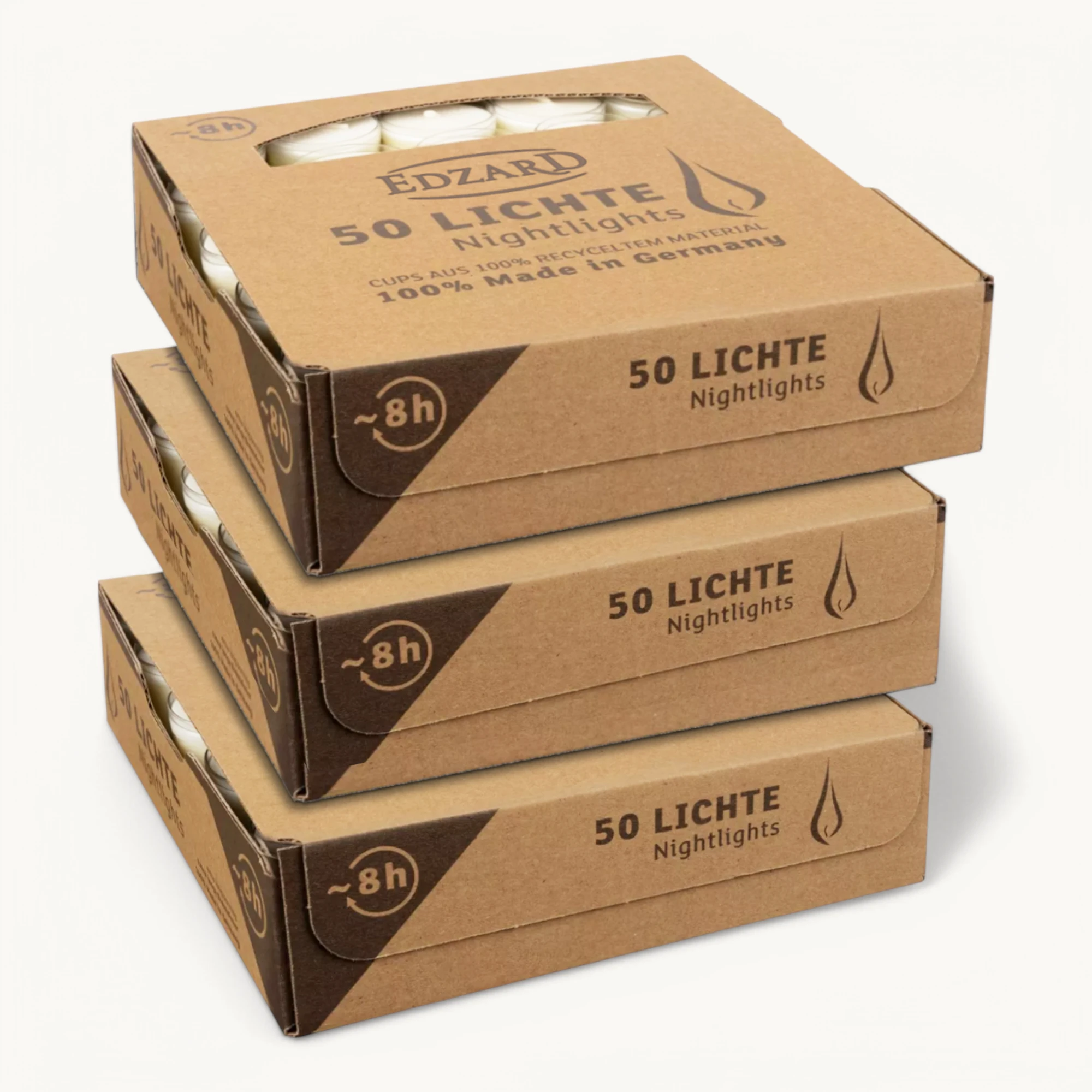 150 Stück Nightlights Teelichter, weiß, transparente Kunststoffhülle, Brenndauer ca. 8h 150 Stück Nightlights Teelichter, weiß, transparente Kunststoffhülle, Brenndauer ca. 8h