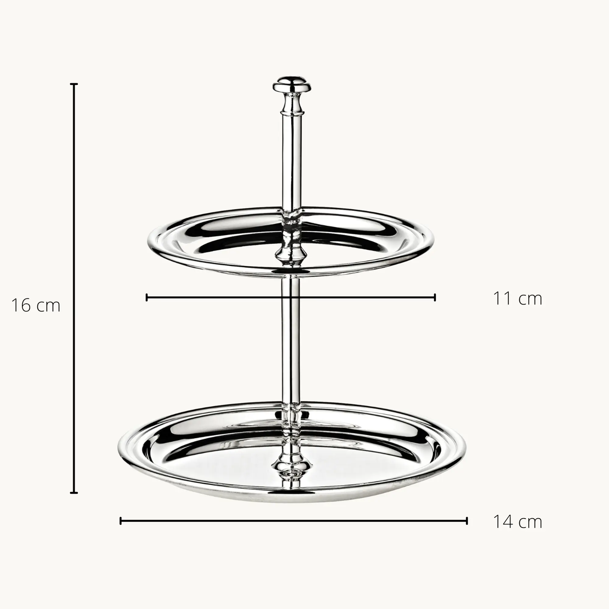 Etagere Faden (Höhe 16 cm, 2-stöckig), rund, edel versilbert, anlaufgeschützt