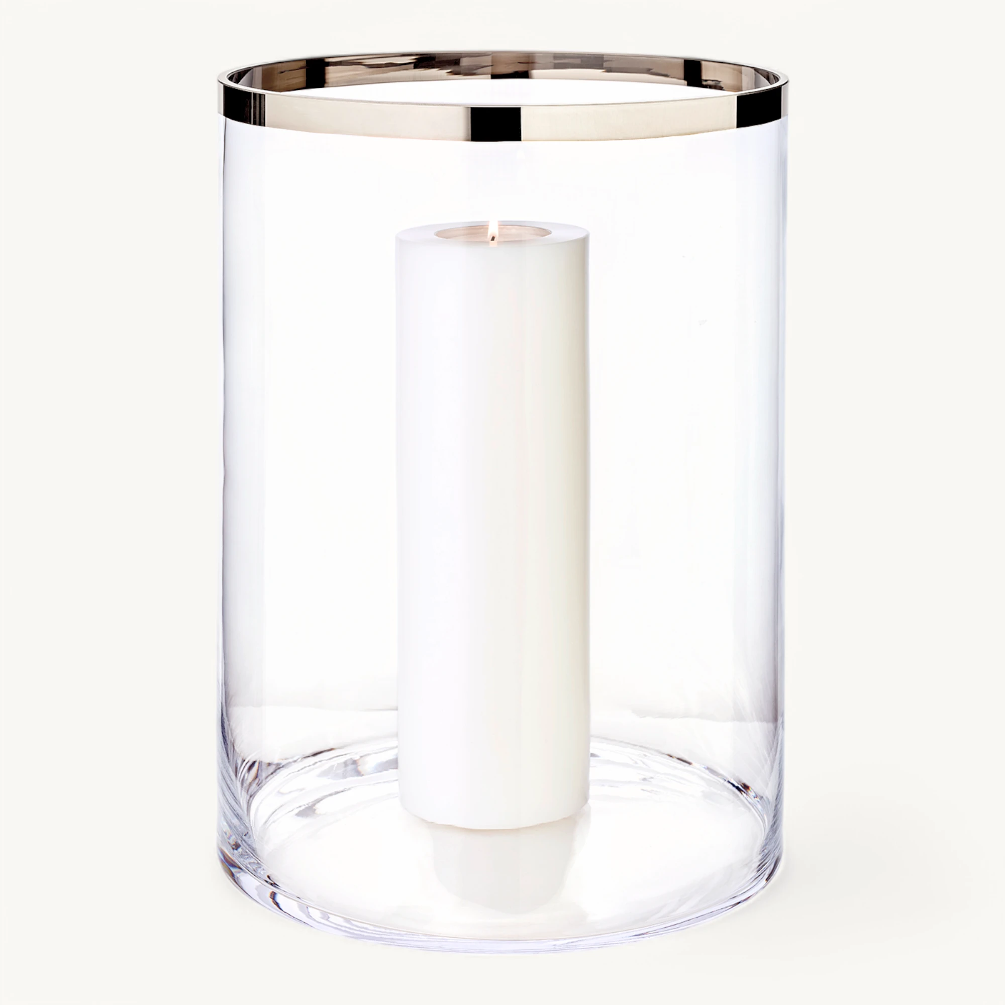 Windlicht Molly (Höhe 39 cm), mundgeblasenes Kristallglas mit Platinrand