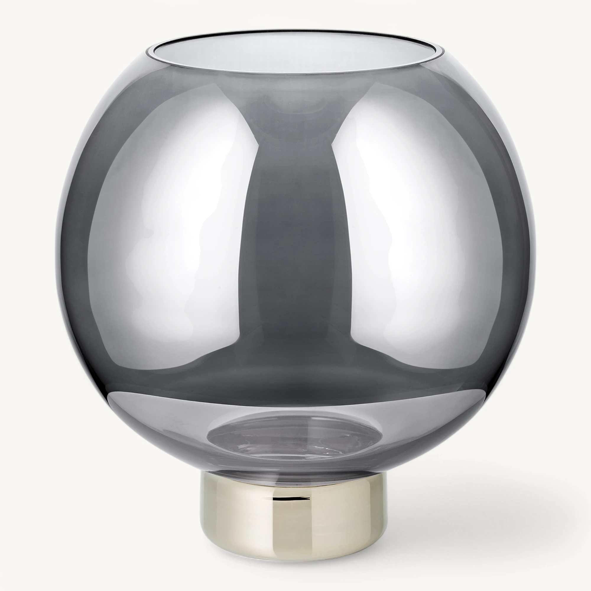 Windlicht Jack (Höhe 21 cm), dunkles Kristallglas mit Platinrand