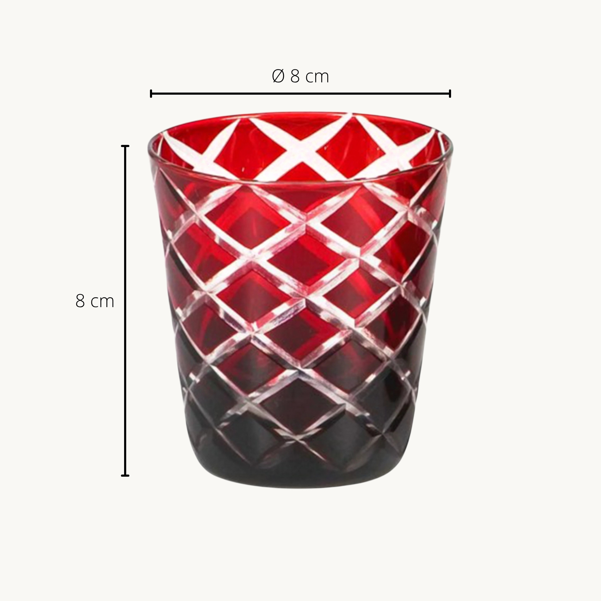 4er-Set Kristallgläser Dio (Höhe 8 cm, Füllmenge 140 ml), rubinrot, handgeschliffenes Glas