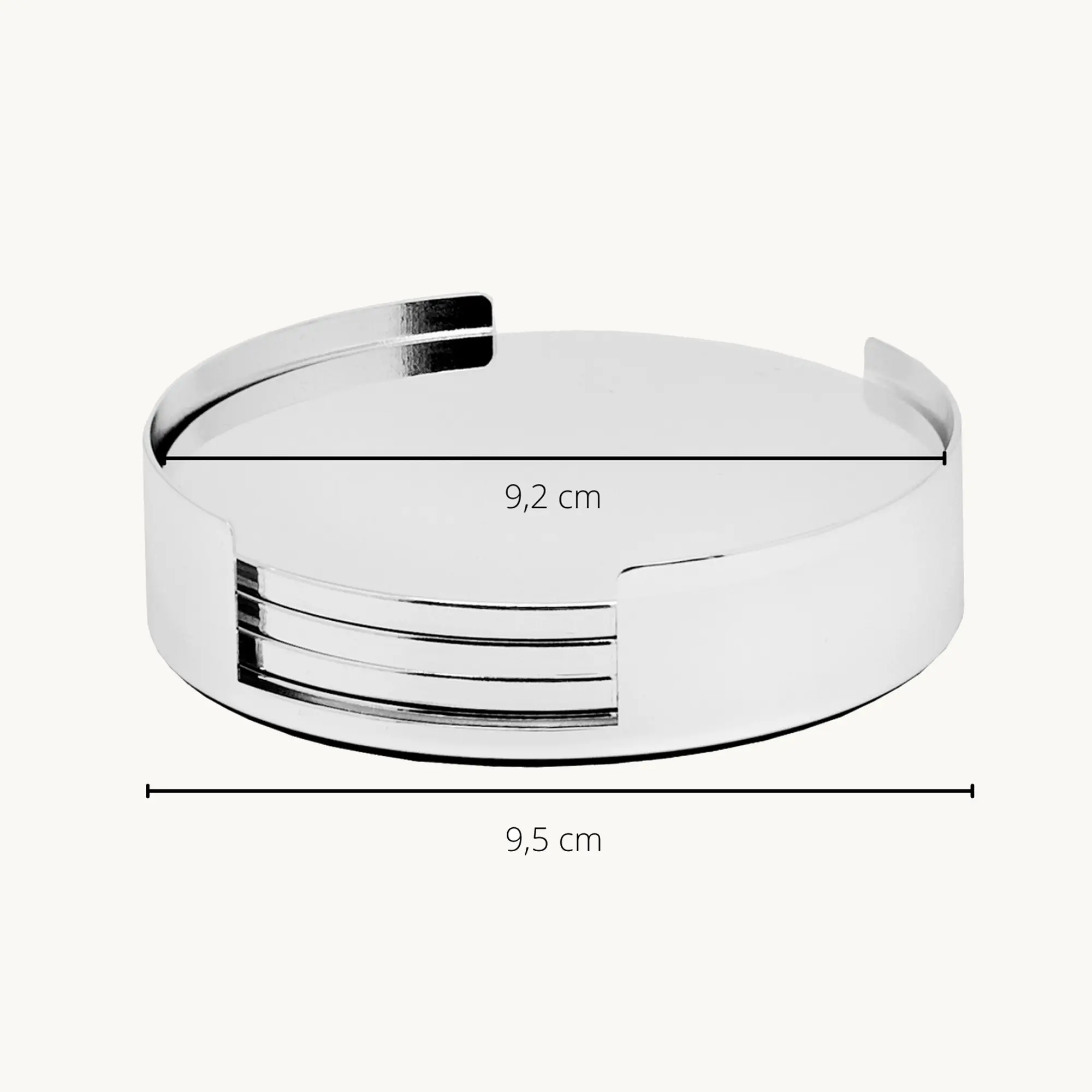 4er-Set Untersetzer Due (Ø 9 cm), inkl. Halter, edel versilbert, anlaufgeschützt