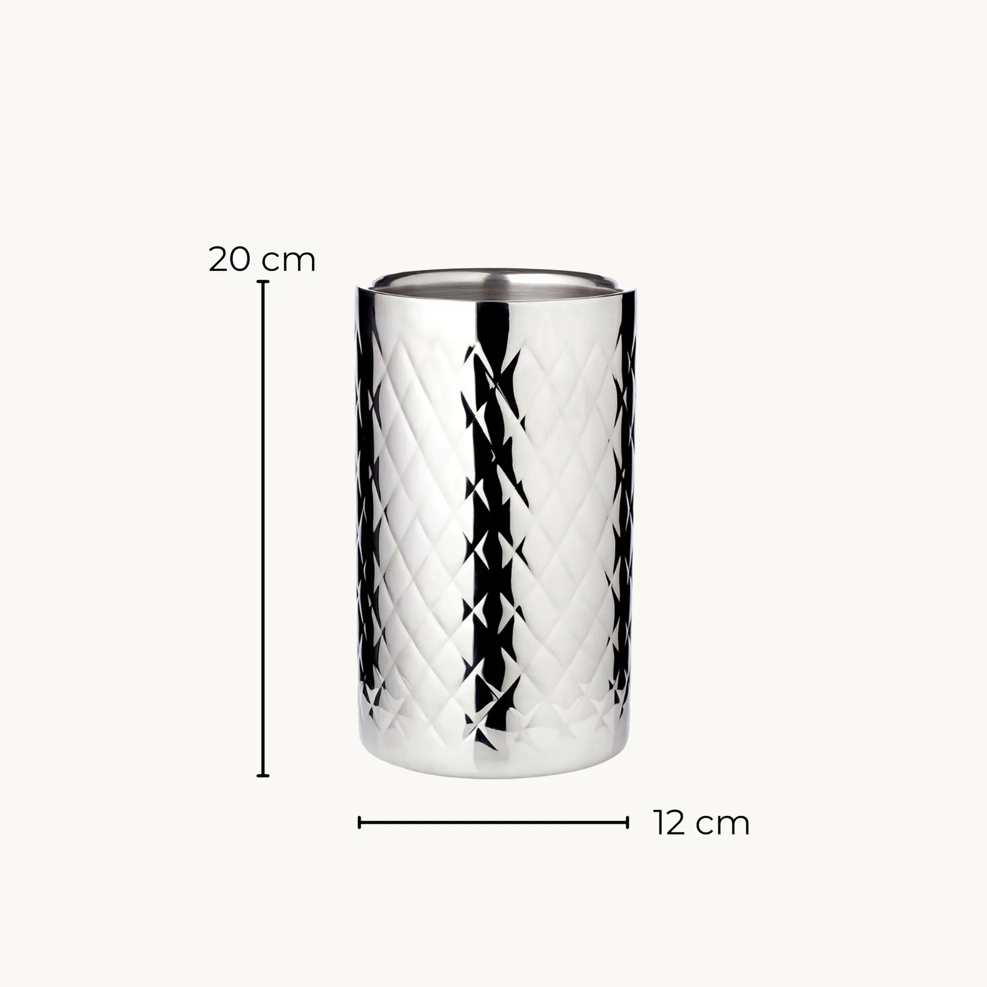 Flaschenkühler Nebraska (Höhe 20 cm, Ø 12 cm), gemustert, Edelstahl hochglanzpoliert, doppelwandig