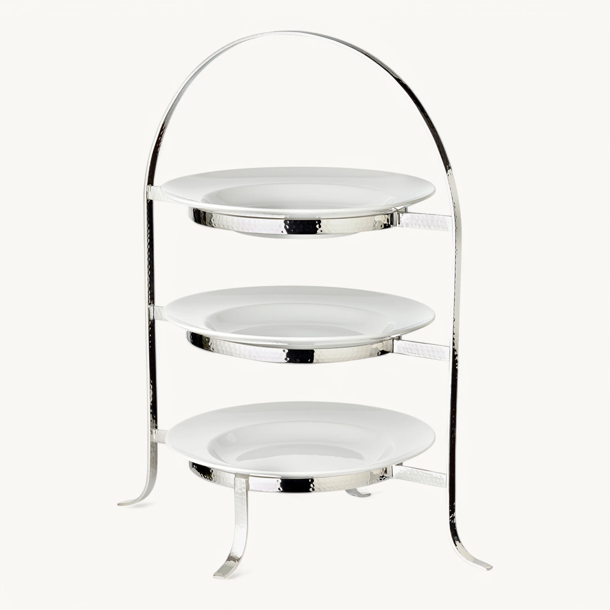 Telleretagere Sina (Höhe 43 cm) gehämmert, schwerversilbert, für 3 Teller Ø 20 bis 28 cm Telleretagere Sina (Höhe 43 cm) gehämmert, schwerversilbert, für 3 Teller Ø 20 bis 28 cm