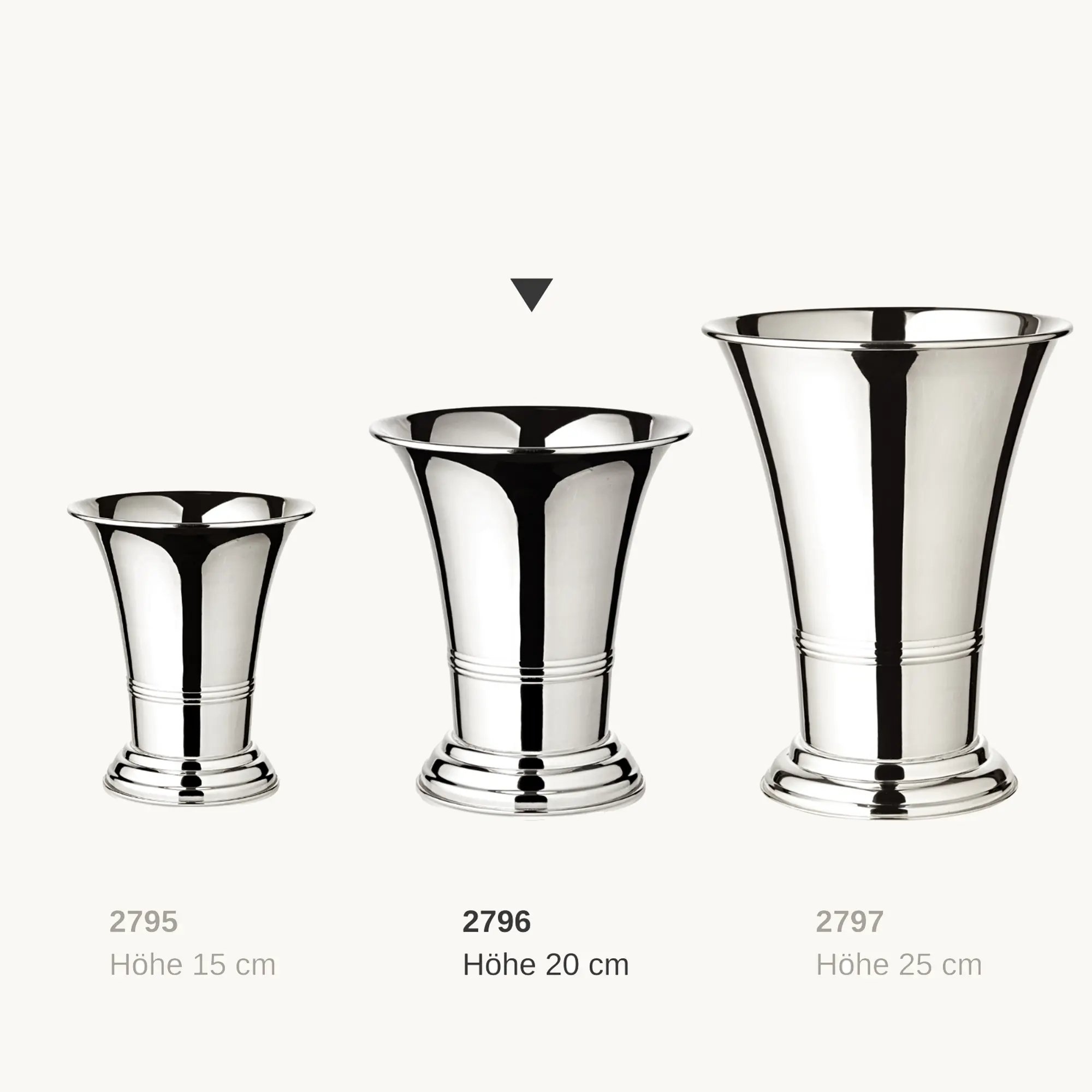 Vase Tromba  (Höhe 20 cm, Ø 17 cm), silberfarben, schwerversilbert