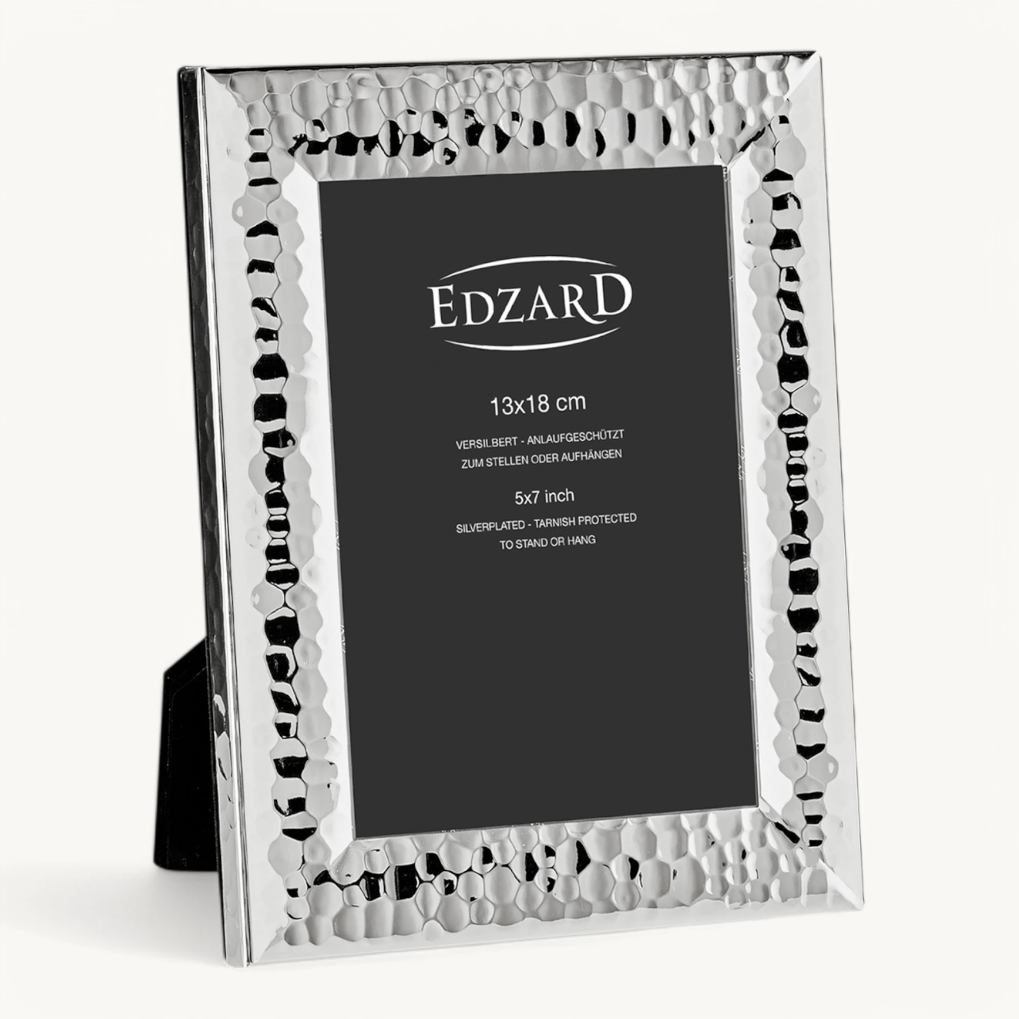 Bilderrahmen Gubbio (13x18 cm), gehämmert, edel versilbert, anlaufgeschützt, 2 Aufhänger