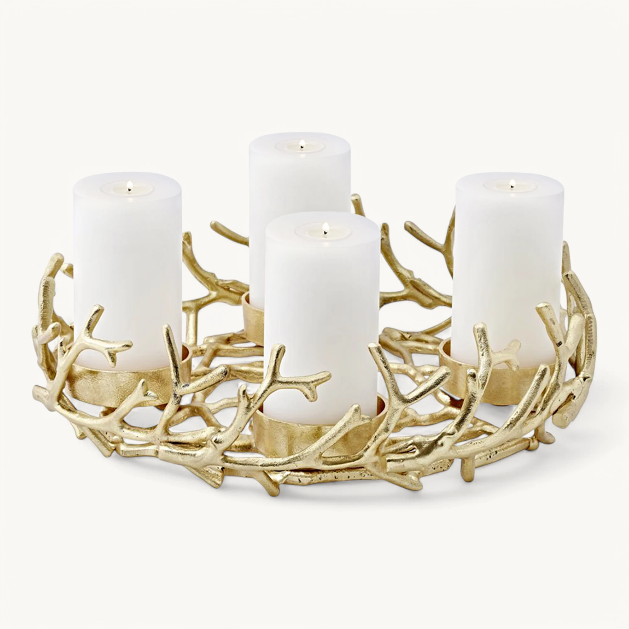 Adventskranz Porus (ø 44 cm), goldfarben, Geweih-Design, Aluminium vernickelt