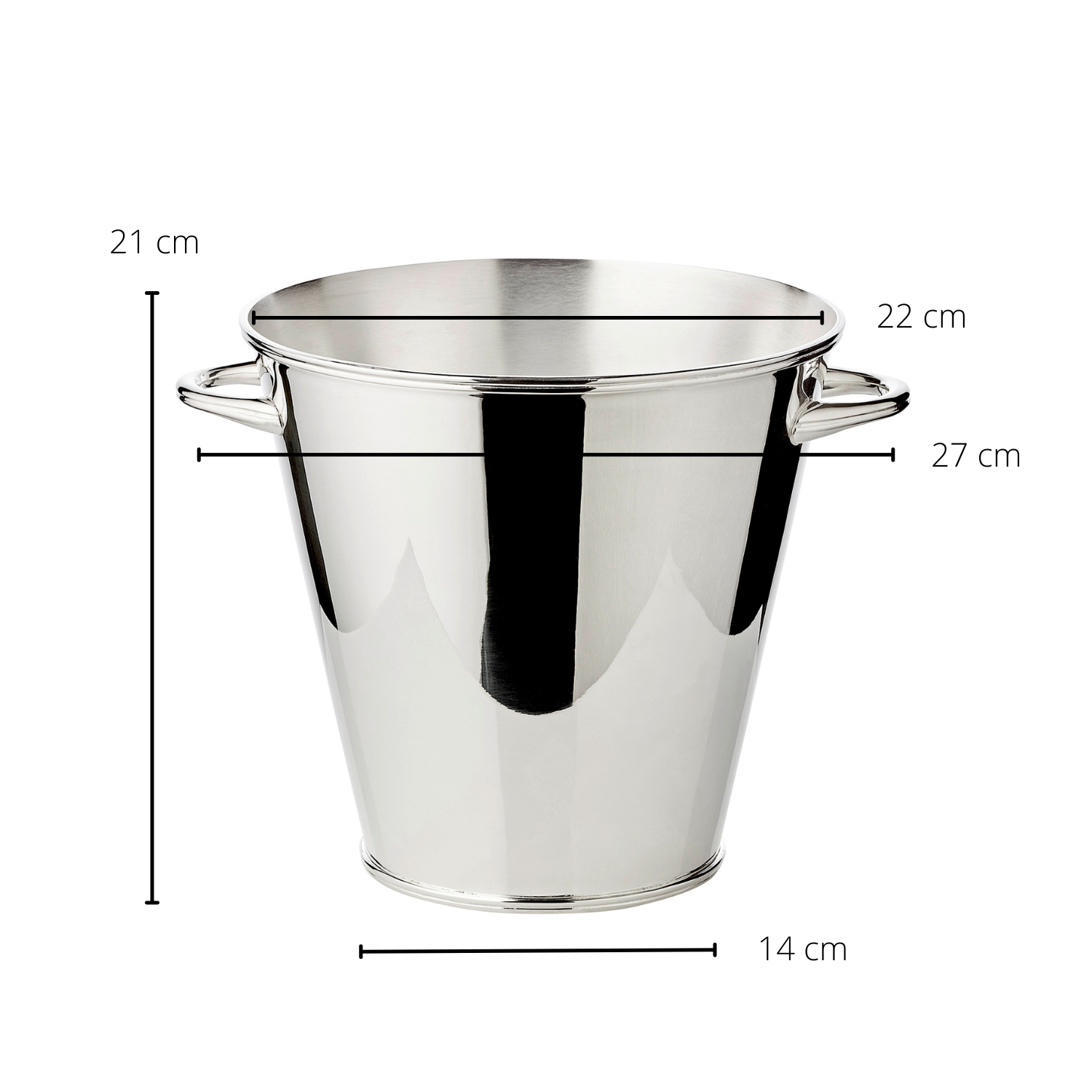 2. Wahl Sektkühler Flaschenkühler Calo mit Griffen, schwerversilbert, Höhe 21 cm, Ø 22 cm