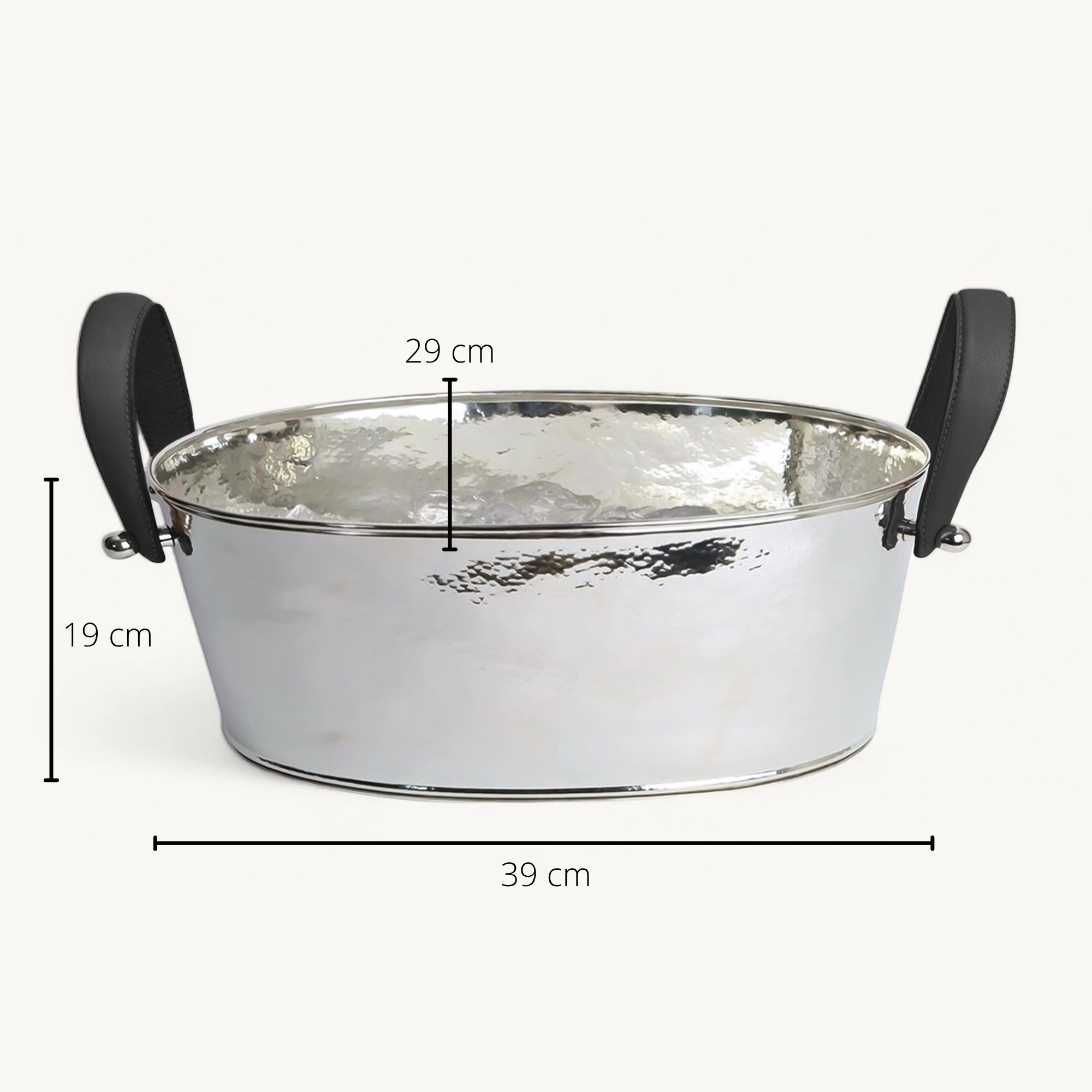 Champagner Schale Gavin, vernickelt, gehämmert 39x29x19 cm