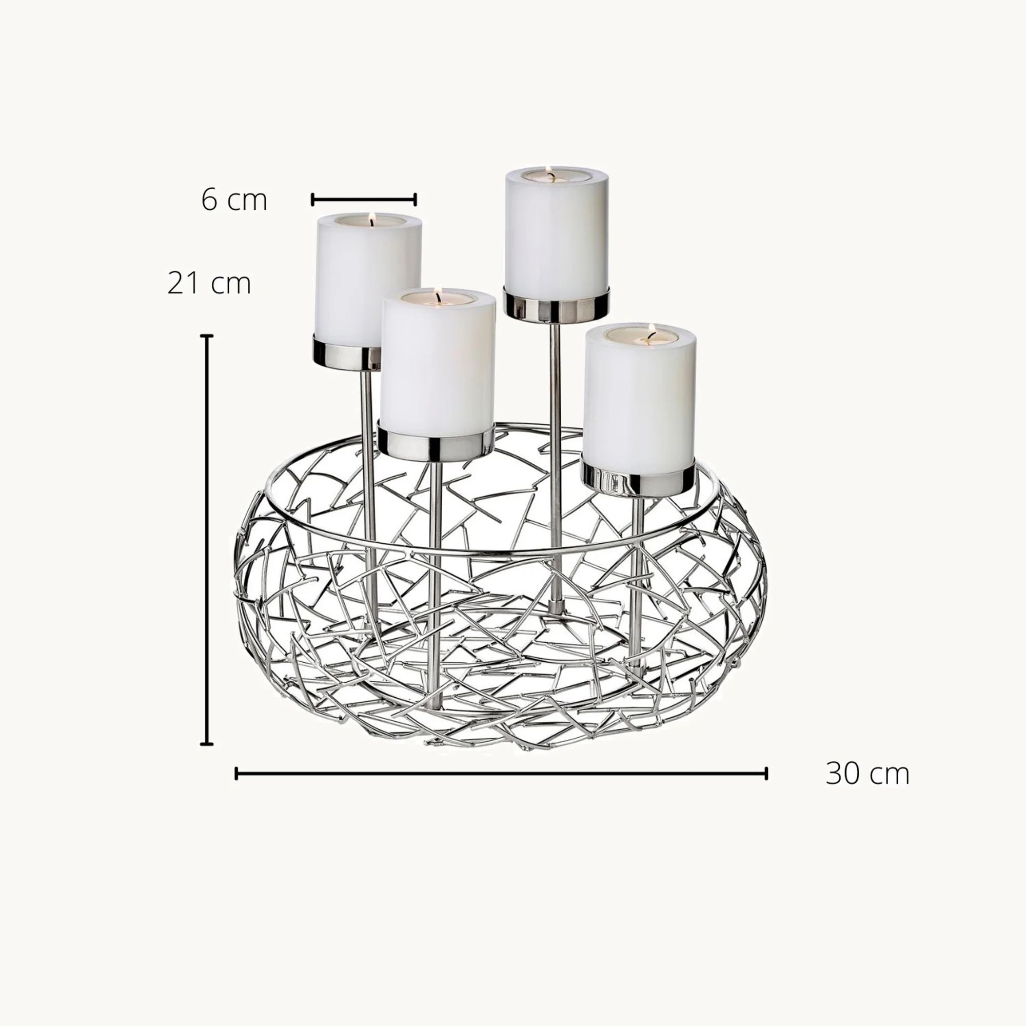 Adventskranz Milano Up (ø 30 cm), silberfarben, glänzend, Edelstahl vernickelt Adventskranz Milano Up (ø 30 cm), silberfarben, glänzend, Edelstahl vernickelt