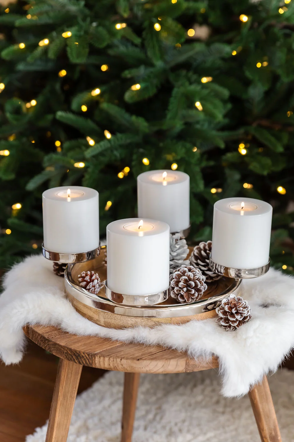 Adventskranz Mona (Ø 26 cm), Mangoholz mit Edelstahlrand Adventskranz Mona (Ø 26 cm), Mangoholz mit Edelstahlrand