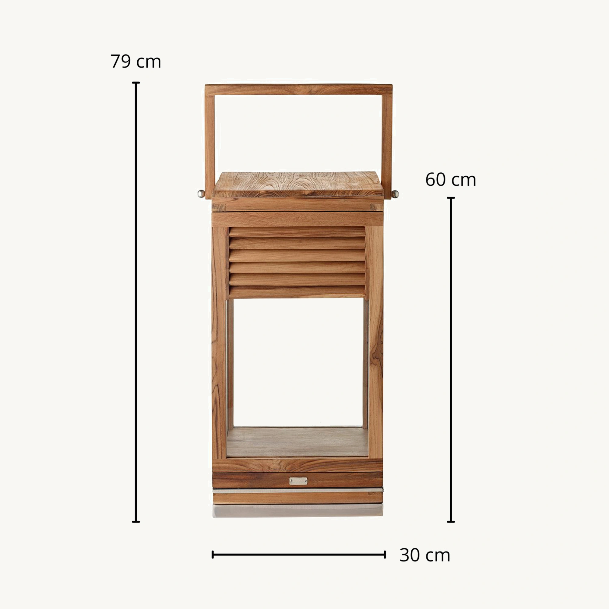 Laterne Vegas (Höhe 60 cm), edles Teakholz, Edelstahl, glänzend vernickelt Laterne Vegas (Höhe 60 cm), edles Teakholz, Edelstahl, glänzend vernickelt