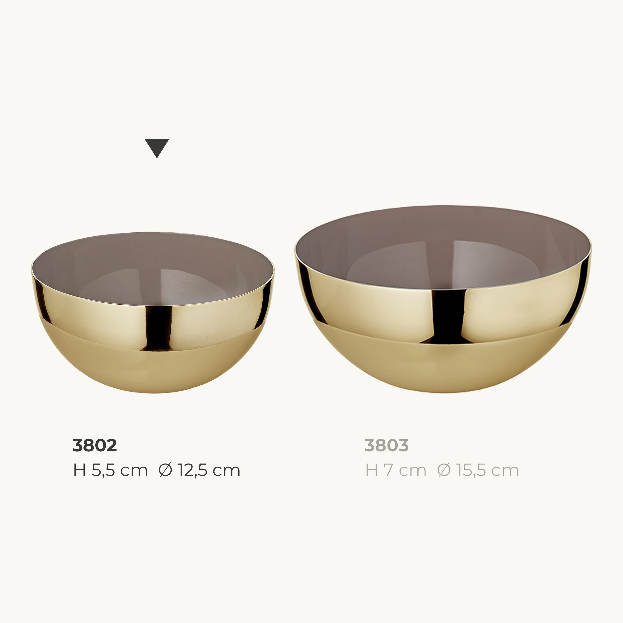 Schale Liora (Ø 12,5 cm, Höhe 5,5 cm) Messing, Gold-Finish, hochglanzpoliert, innen Perlbeige