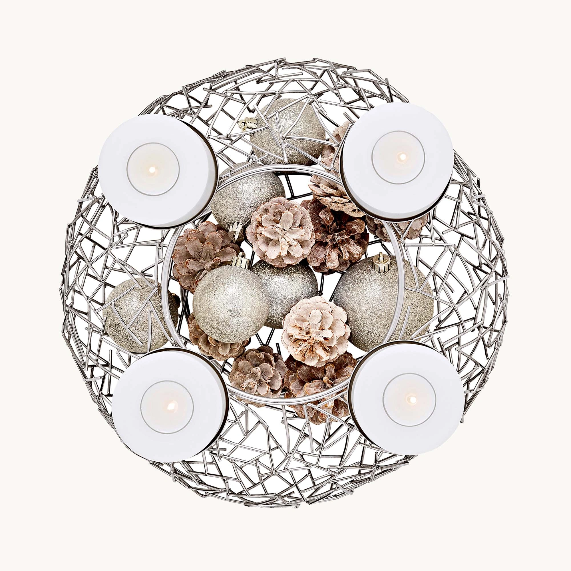 2. Wahl Adventskranz Milano, Edelstahl glänzend vernickelt, Durchmesser 34 cm