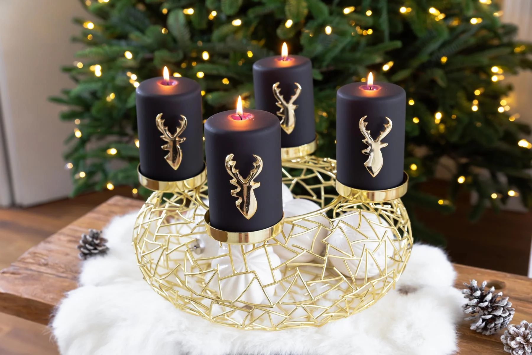 Adventskranz Milano (ø 34 cm), goldfarben, glänzend, Edelstahl Adventskranz Milano (ø 34 cm), goldfarben, glänzend, Edelstahl