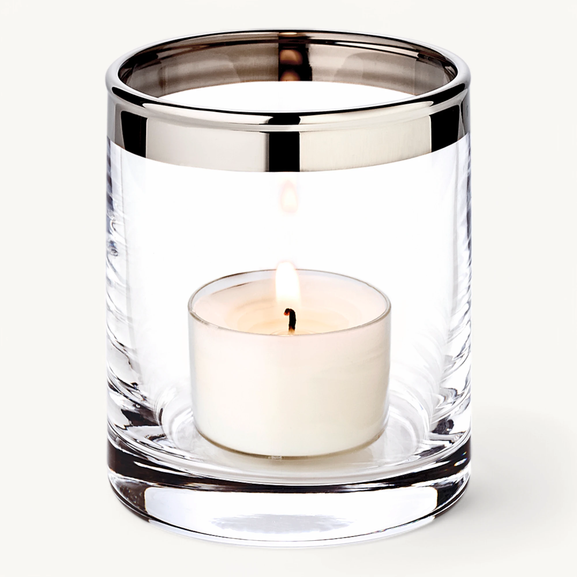 Windlicht Molly (Höhe 8 cm), mundgeblasenes Kristallglas mit Platinrand