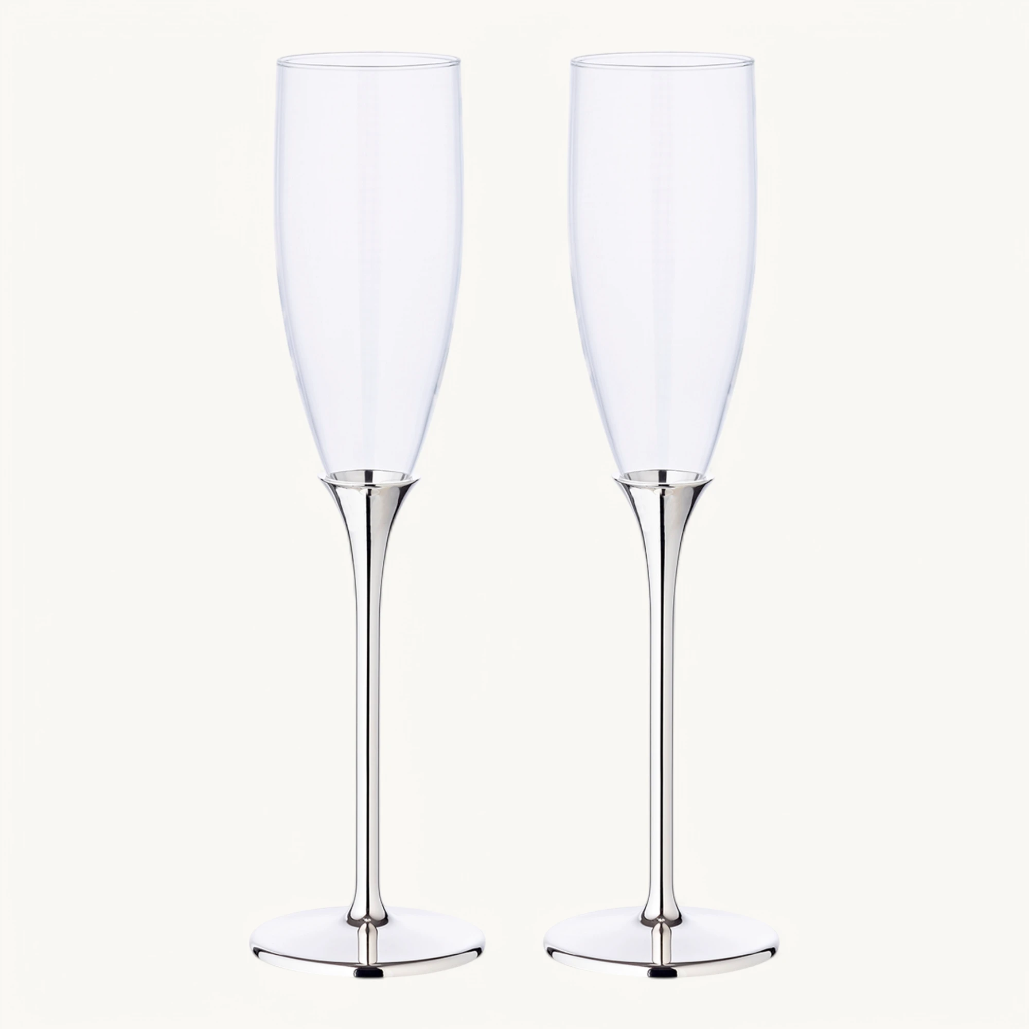 2er-Set Sektkelch Victoria (Höhe 27 cm) aus Glas, Fuß edel versilbert, anlaufgeschützt