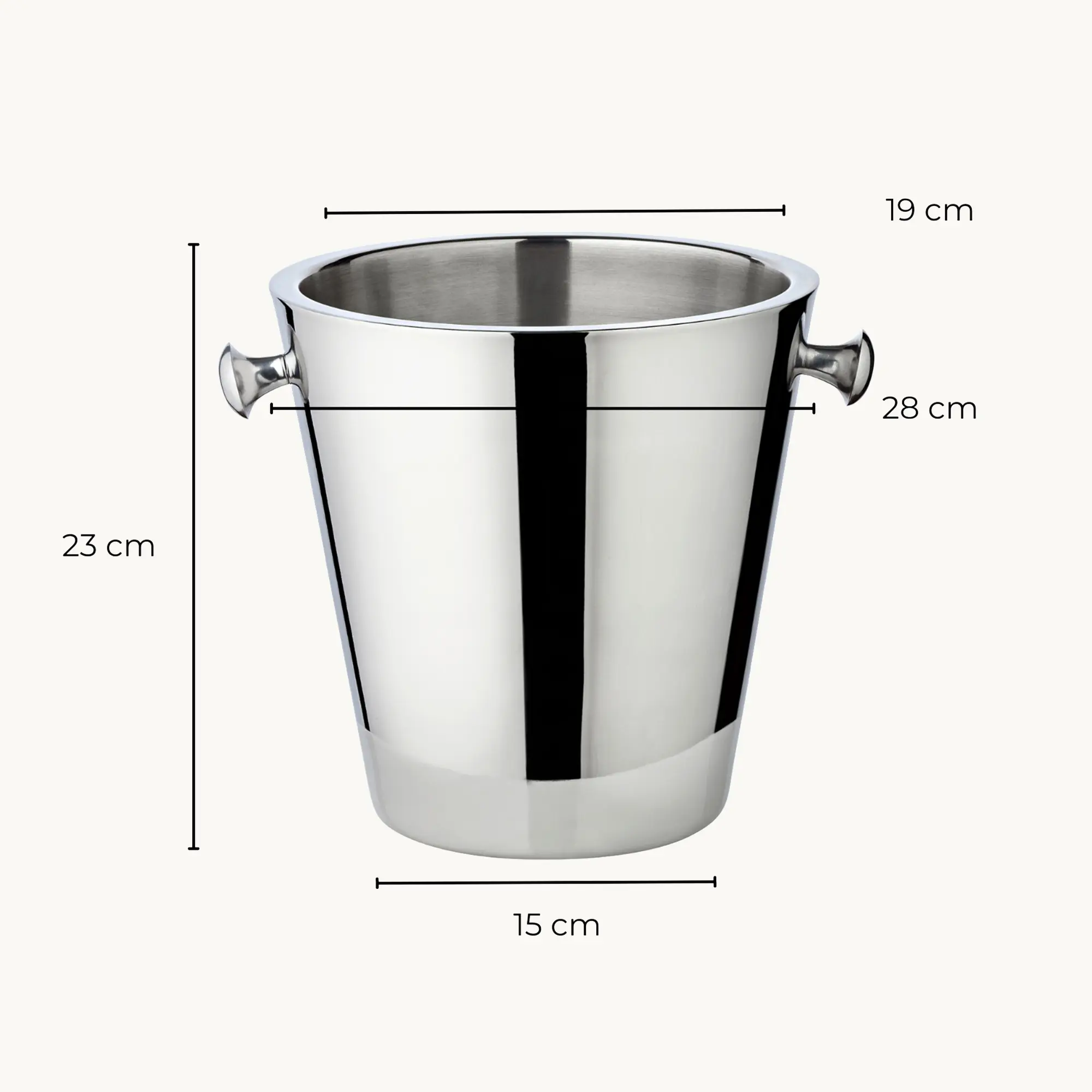 Flaschenkühler Sevilla (Höhe 23 cm, Ø 22 cm), mit Griffen, Edelstahl, hochglanzpoliert