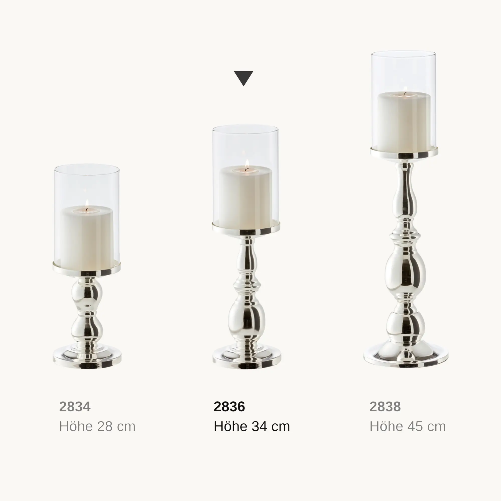 Kerzenleuchter Windlicht Mascha (Höhe 34 cm), edel versilbert, anlaufgeschützt, mit Glasaufsatz Kerzenleuchter Windlicht Mascha (Höhe 34 cm), edel versilbert, anlaufgeschützt, mit Glasaufsatz