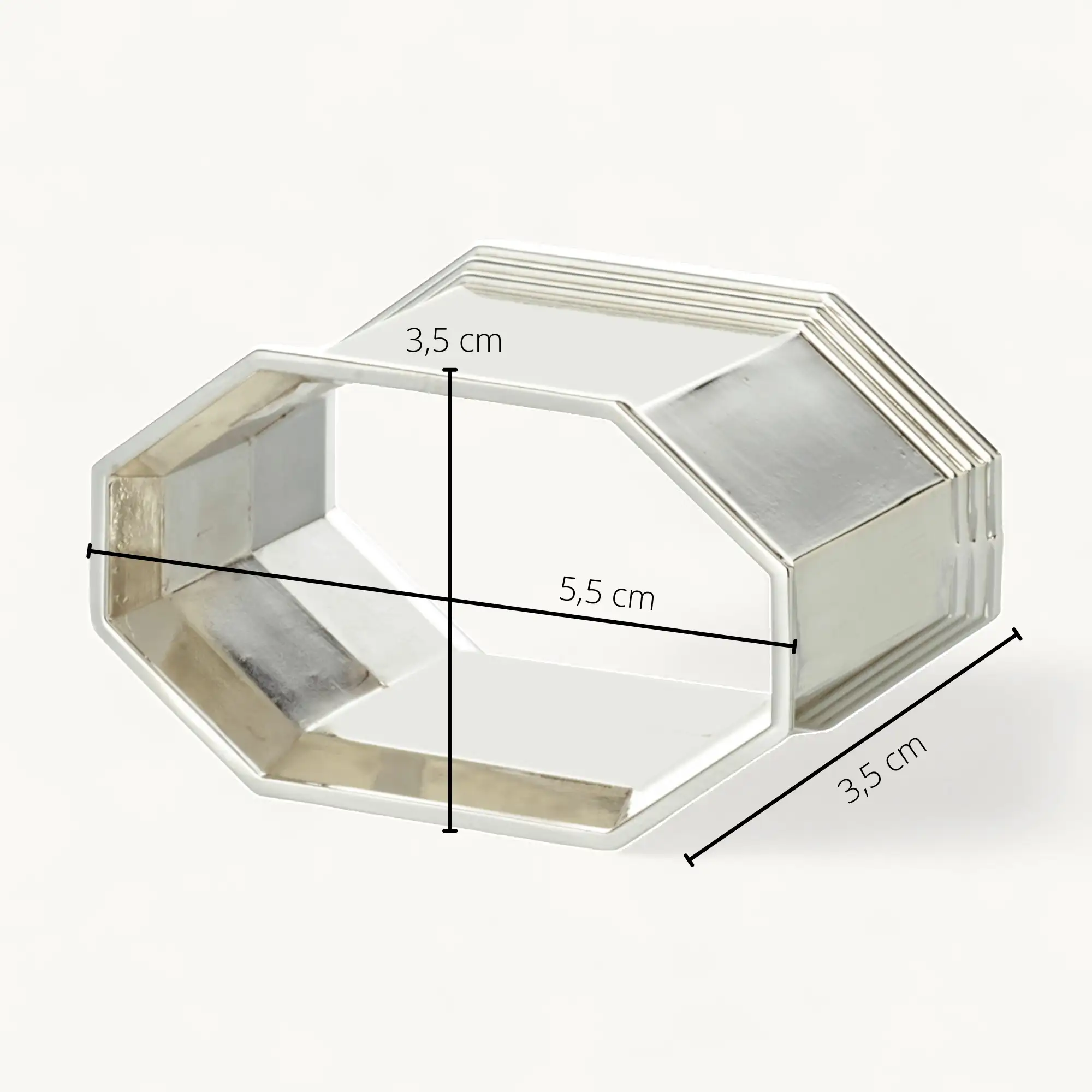 4er-Set Serviettenringe Octa (Länge 5,5 cm), edel versilbert, anlaufgeschützt 