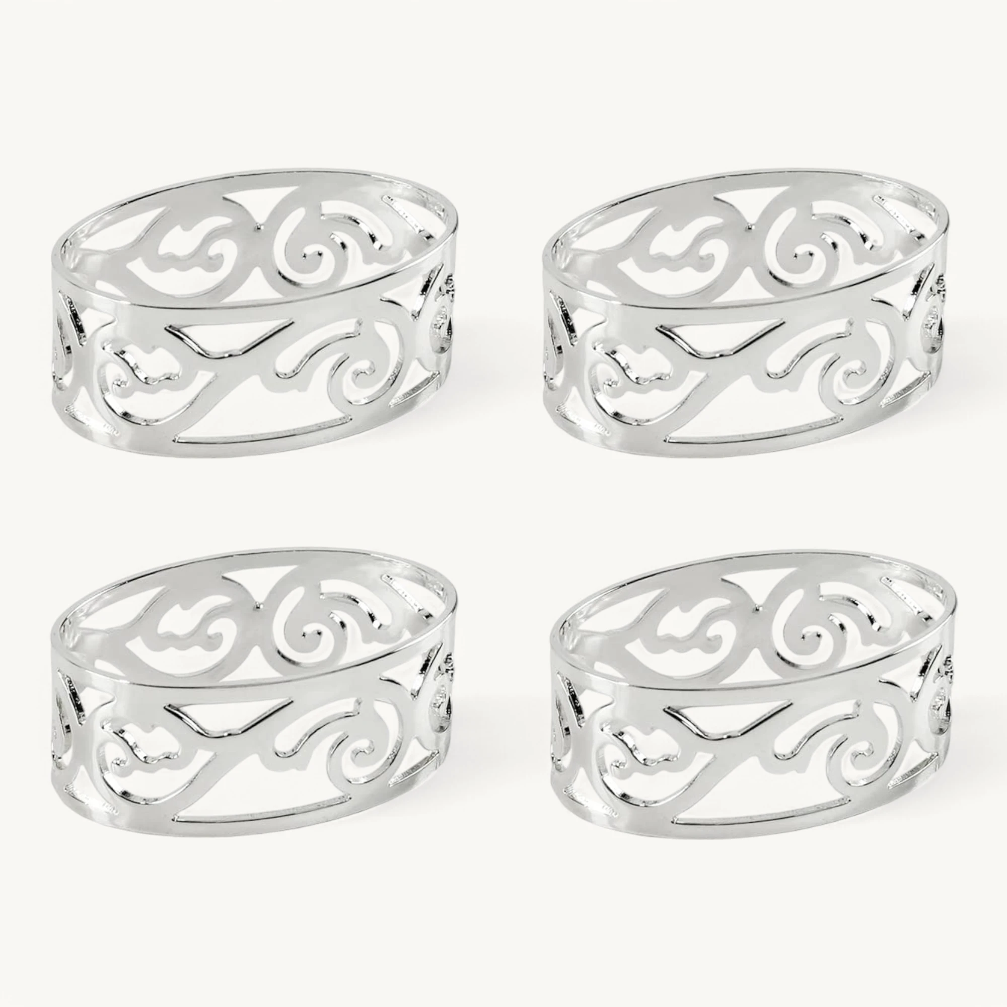 4er-Set Serviettenringe Vita (Länge 5 cm), oval, edel versilbert, anlaufgeschützt