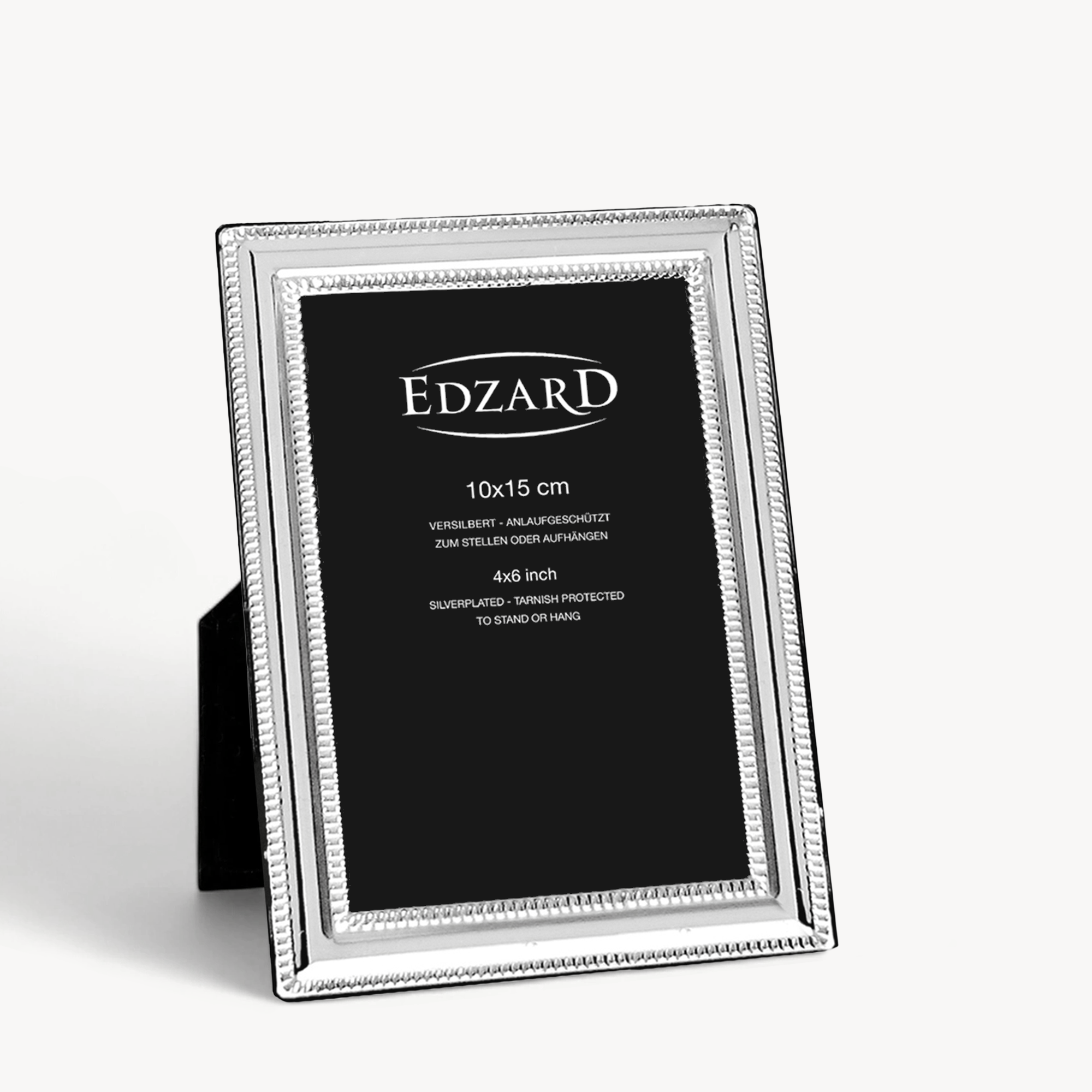 Bilderrahmen Matera (10x15 cm), Perlenrand, edel versilbert, anlaufgeschützt, 2 Aufhänger