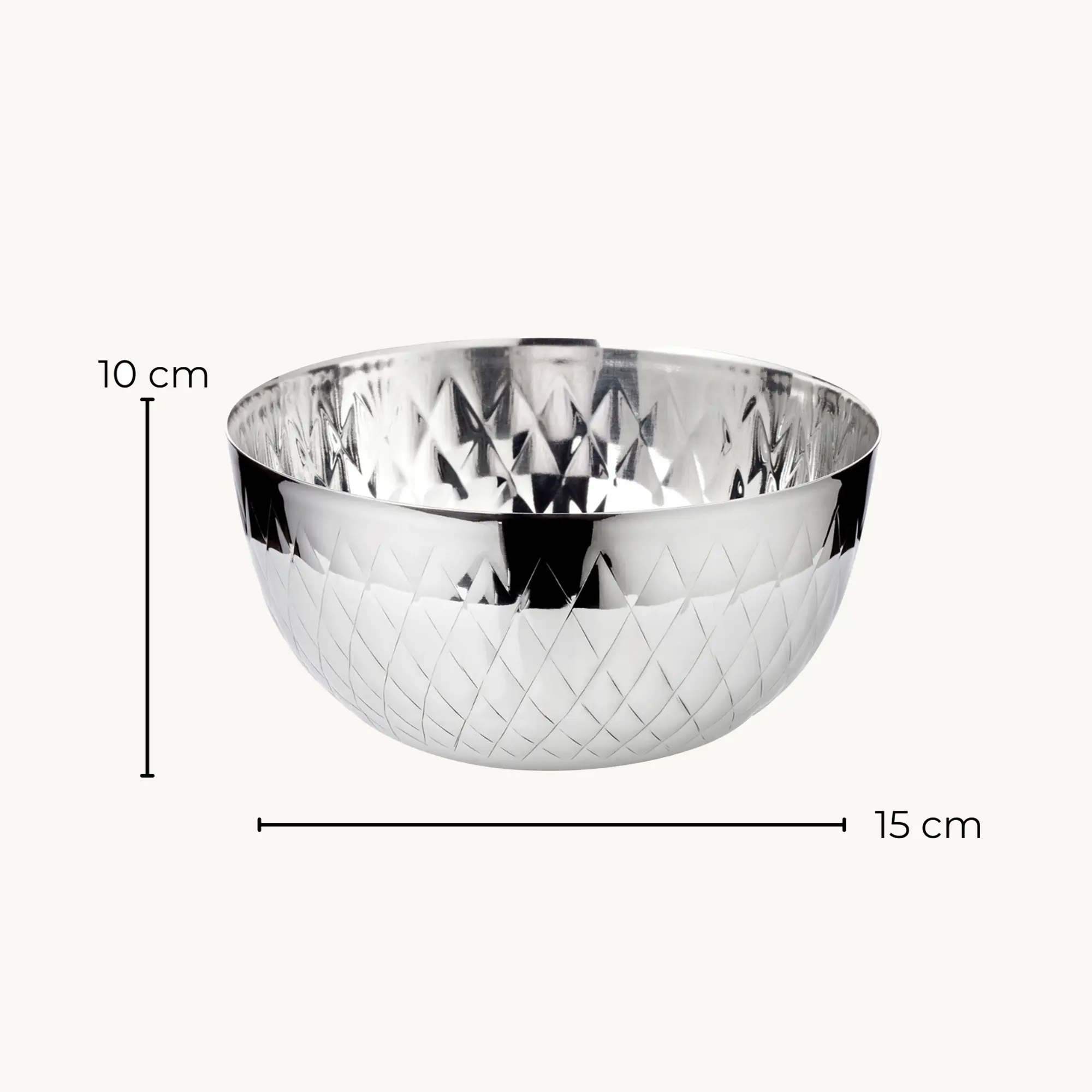 2er Set Schale Ponza (Durchmesser 15 cm, Höhe 10 cm), gemustert, Edelstahl hochglanzpoliert