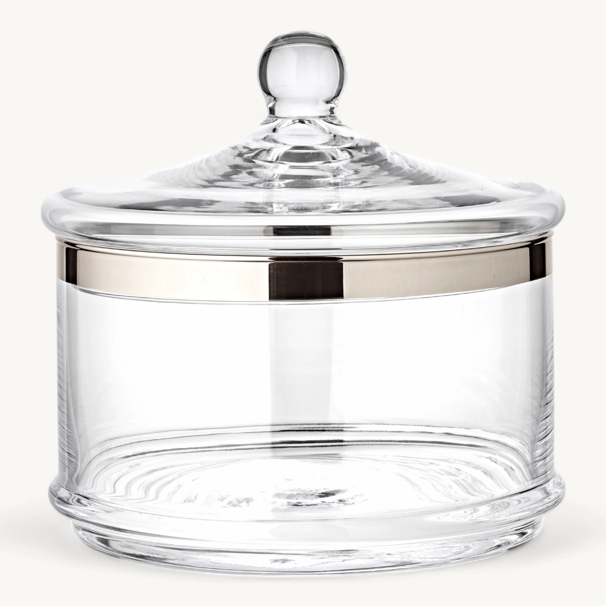 Glasdose Vigo (Höhe 40 cm, ø 19,5 cm), mit Deckel, mundgeblasenes Kristallglas mit Platinrand