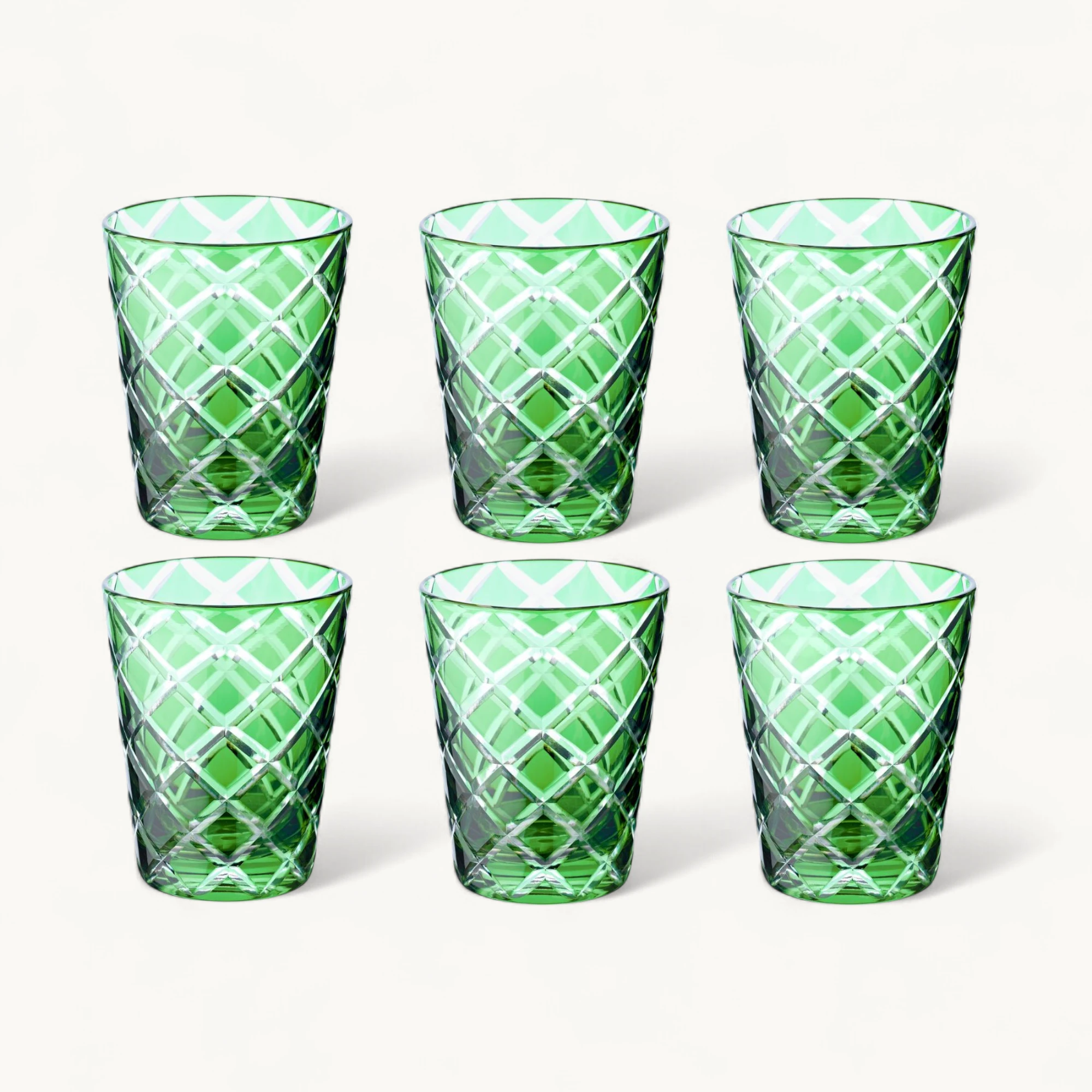 6er Set Kristallgläser Dio, grün, handgeschliffenes Glas, Höhe 10 cm