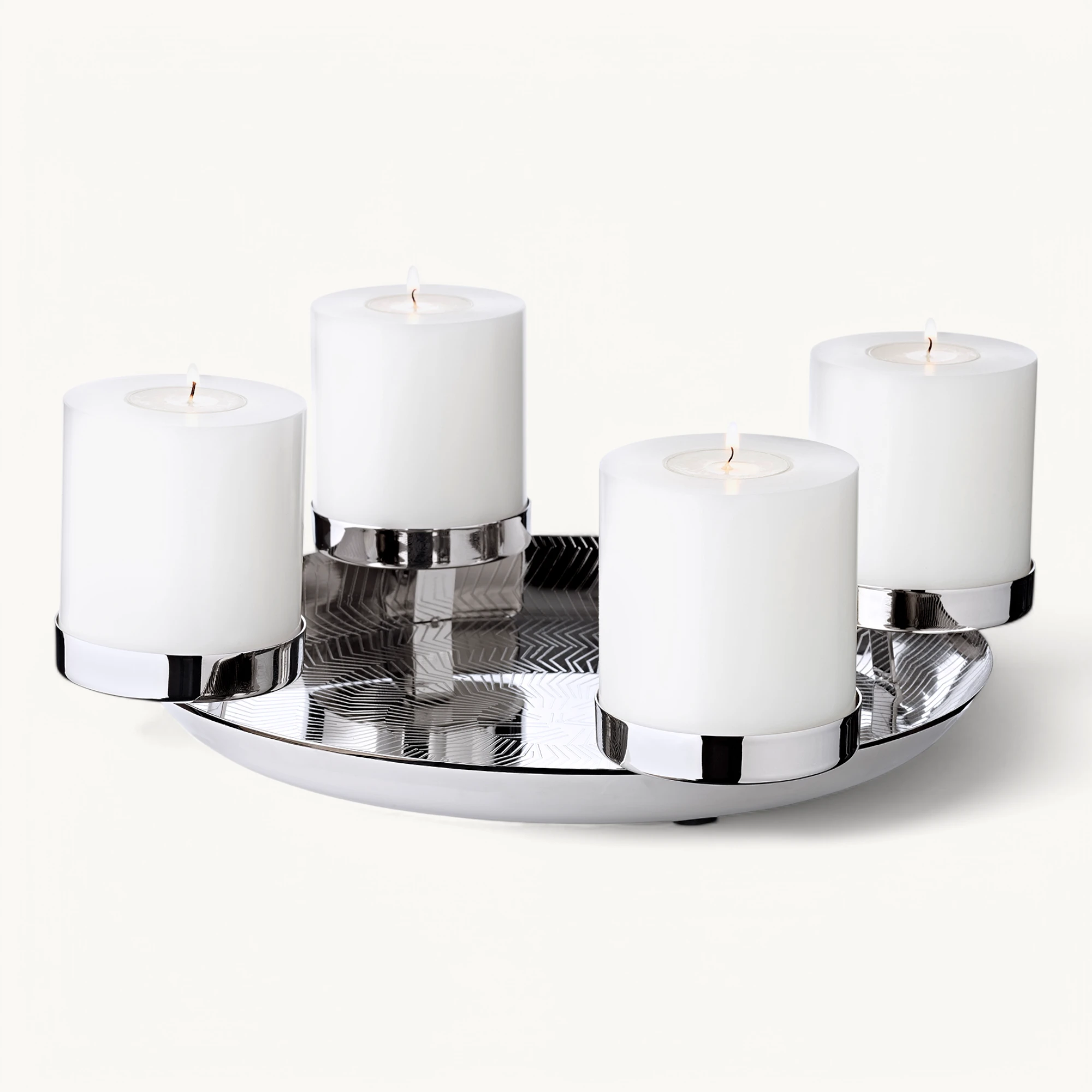 Adventskranz Kaya (Ø 36 cm), silberfarben, hochglanzpoliert, Edelstahl
