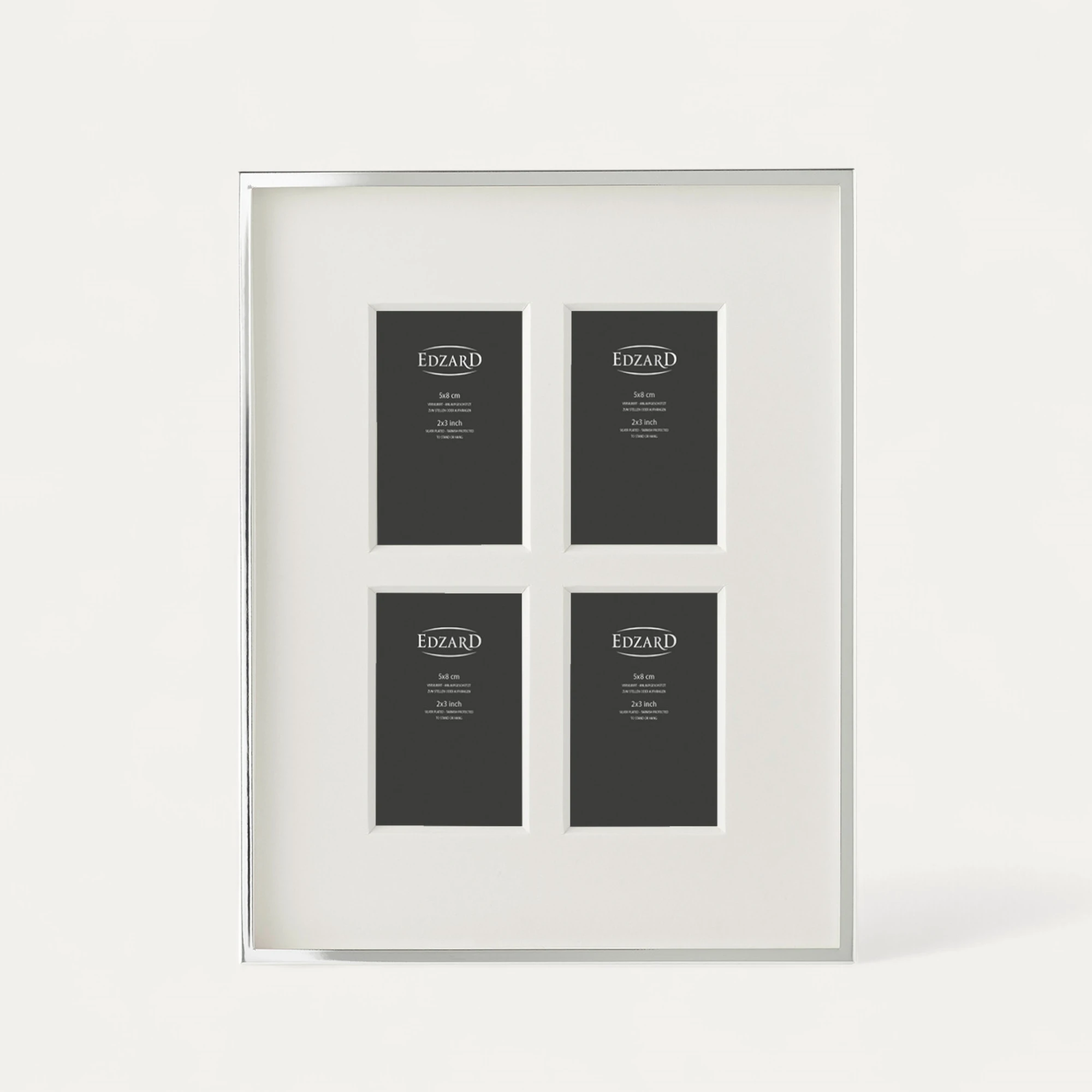 Fotorahmen Napoli für Foto 4x 5x8 cm, edel versilbert, anlaufgeschützt, mit 2 Aufhänger