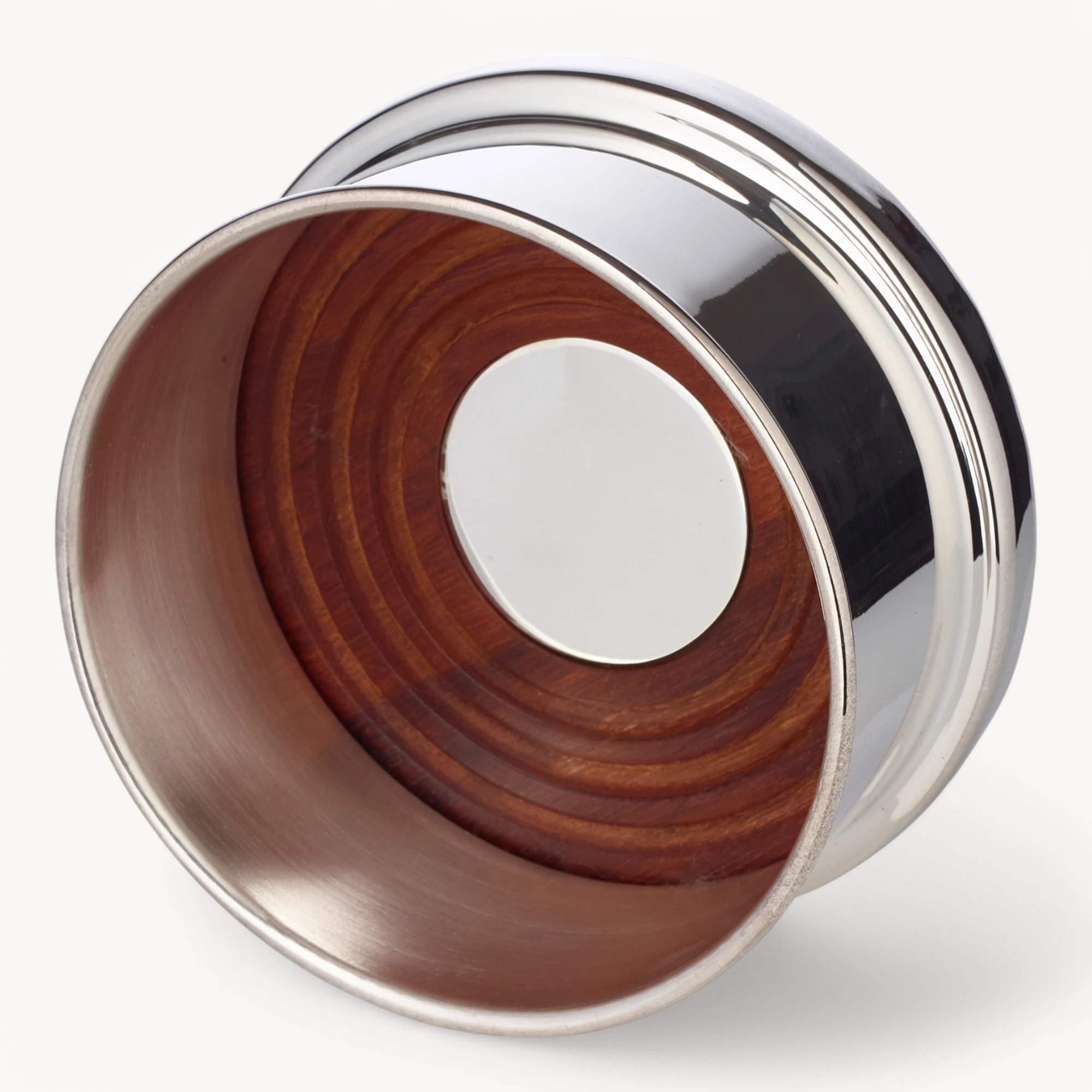 Flaschenuntersetzer Derby (Höhe 5 cm, Ø 10 cm), Holzboden, schwerversilbert