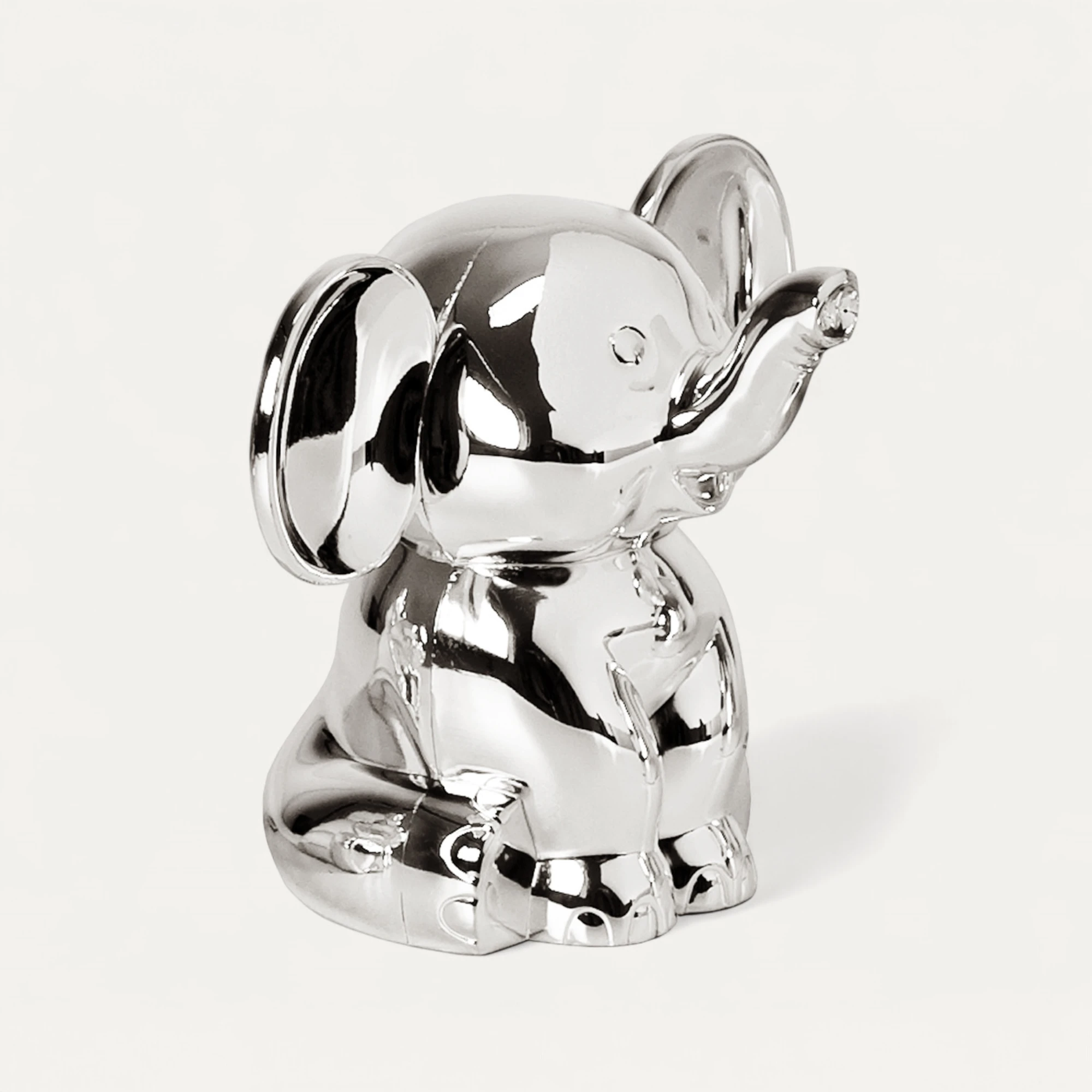 Spardose Sparbüchse Elefant, Höhe 11 cm, edel versilbert, anlaufgeschützt