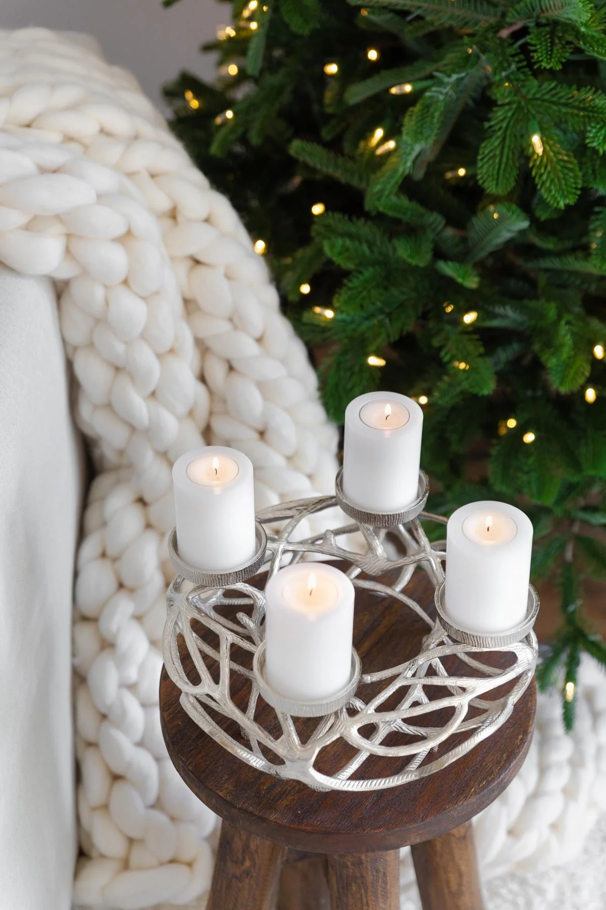 Adventskranz Bernd (ø 29 cm), silberfarben, Aluminium vernickelt