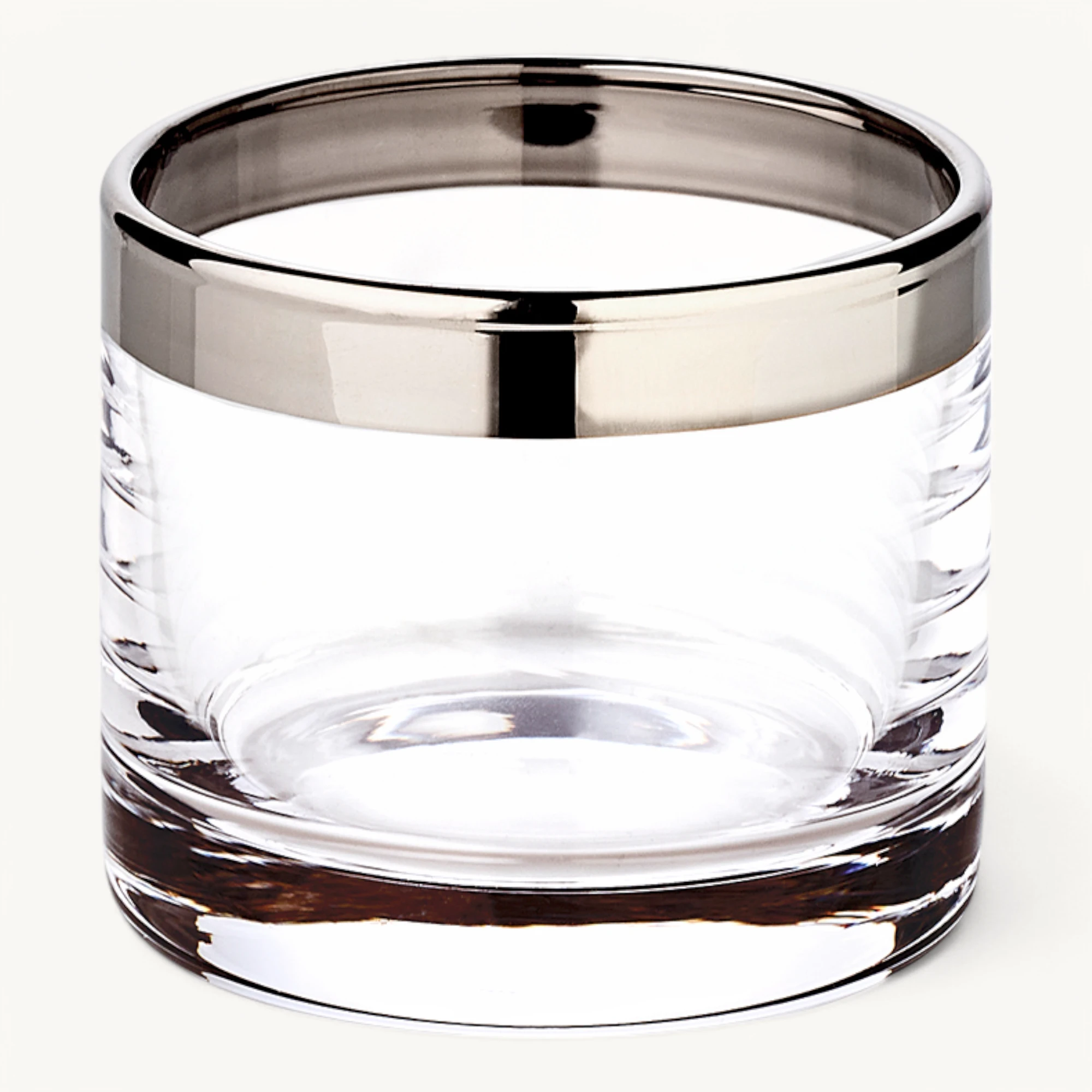 Windlicht Molly 2er-Set (Höhe 6 cm, Durchmesser 7 cm), mundgeblasenes Kristallglas mit Platinrand, Plus 30 Teelichter