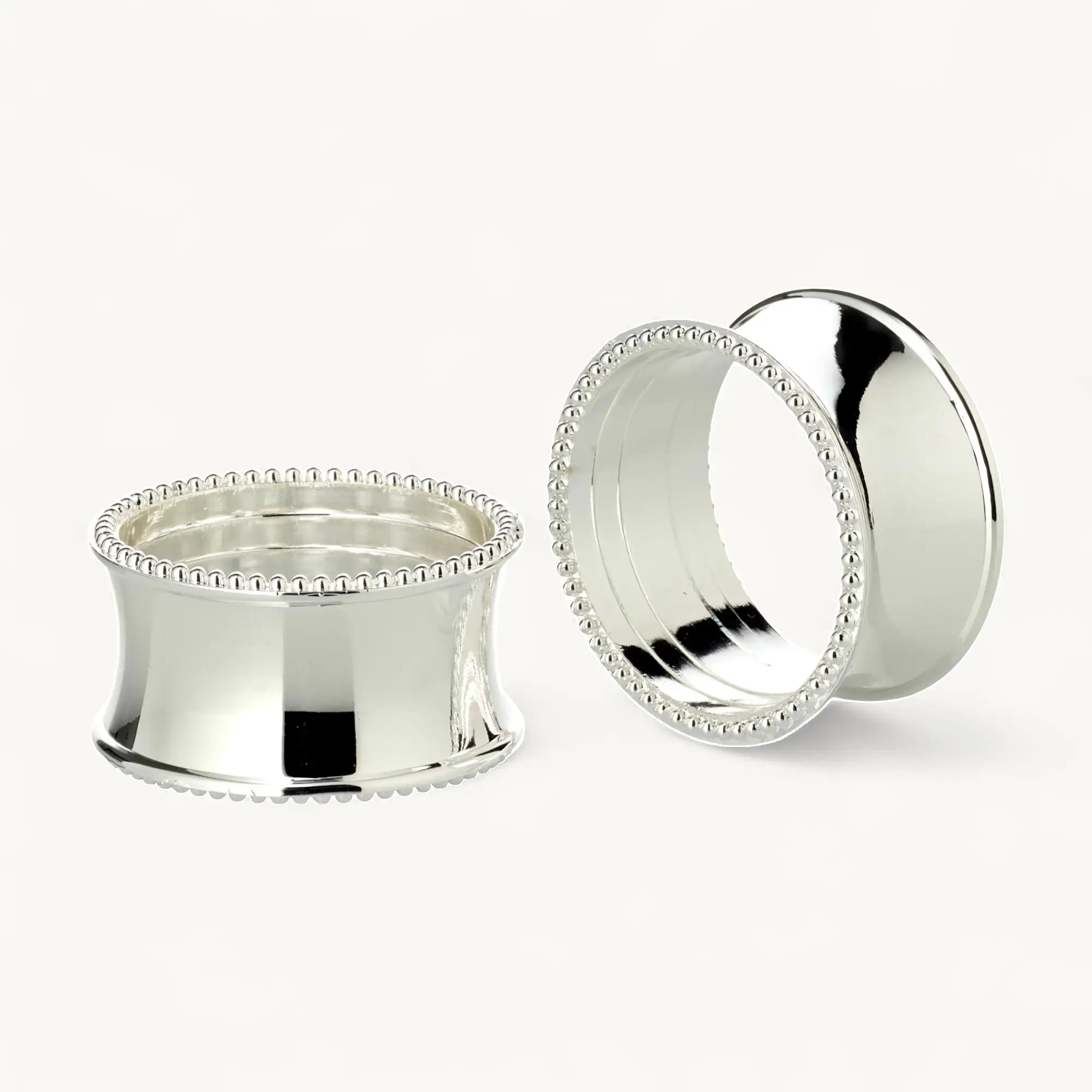 4er-Set Serviettenringe Perla (Ø 5 cm, Höhe 2 cm), mit Perlen, edel versilbert, anlaufgeschützt