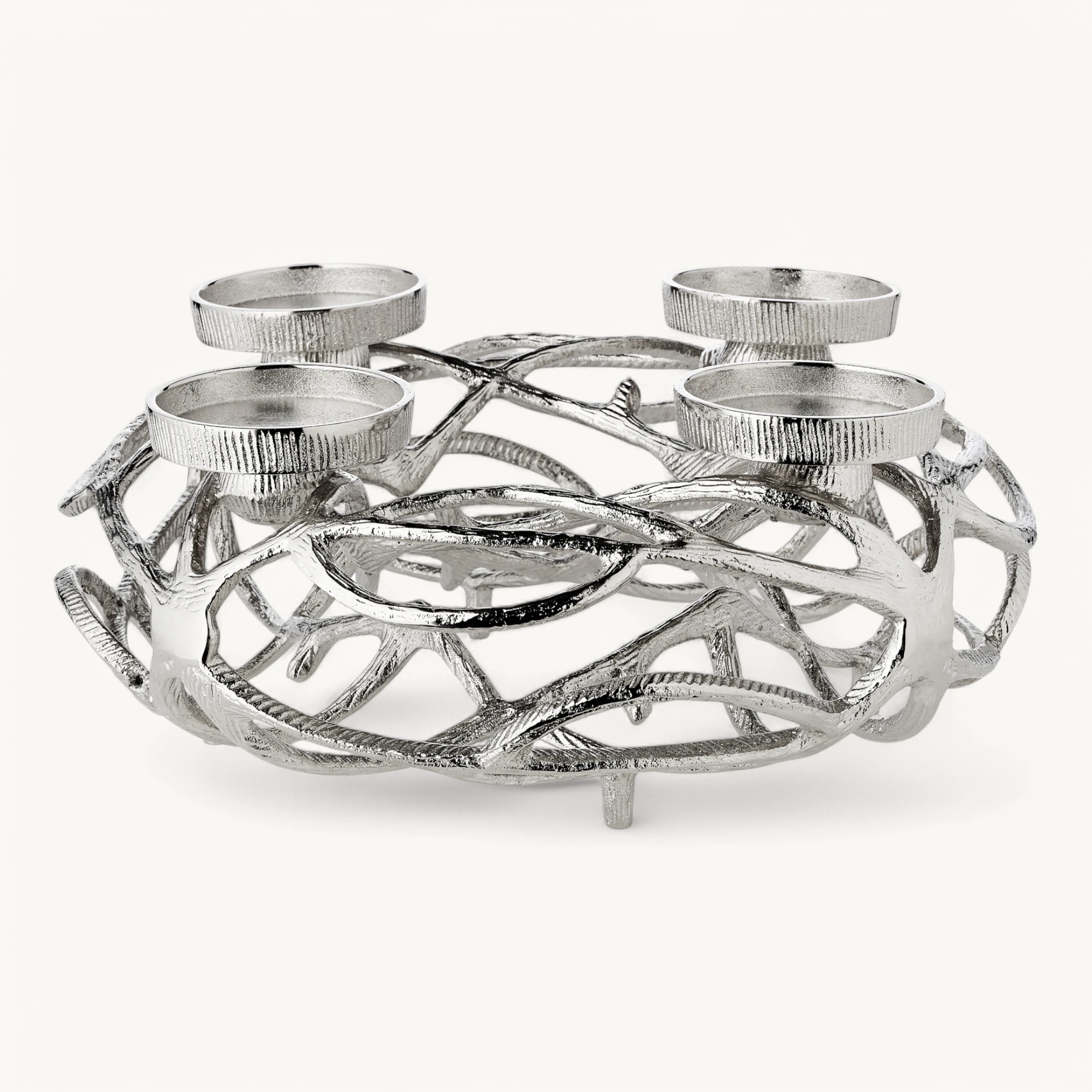 Adventskranz Bernd (ø 29 cm), silberfarben, Aluminium vernickelt