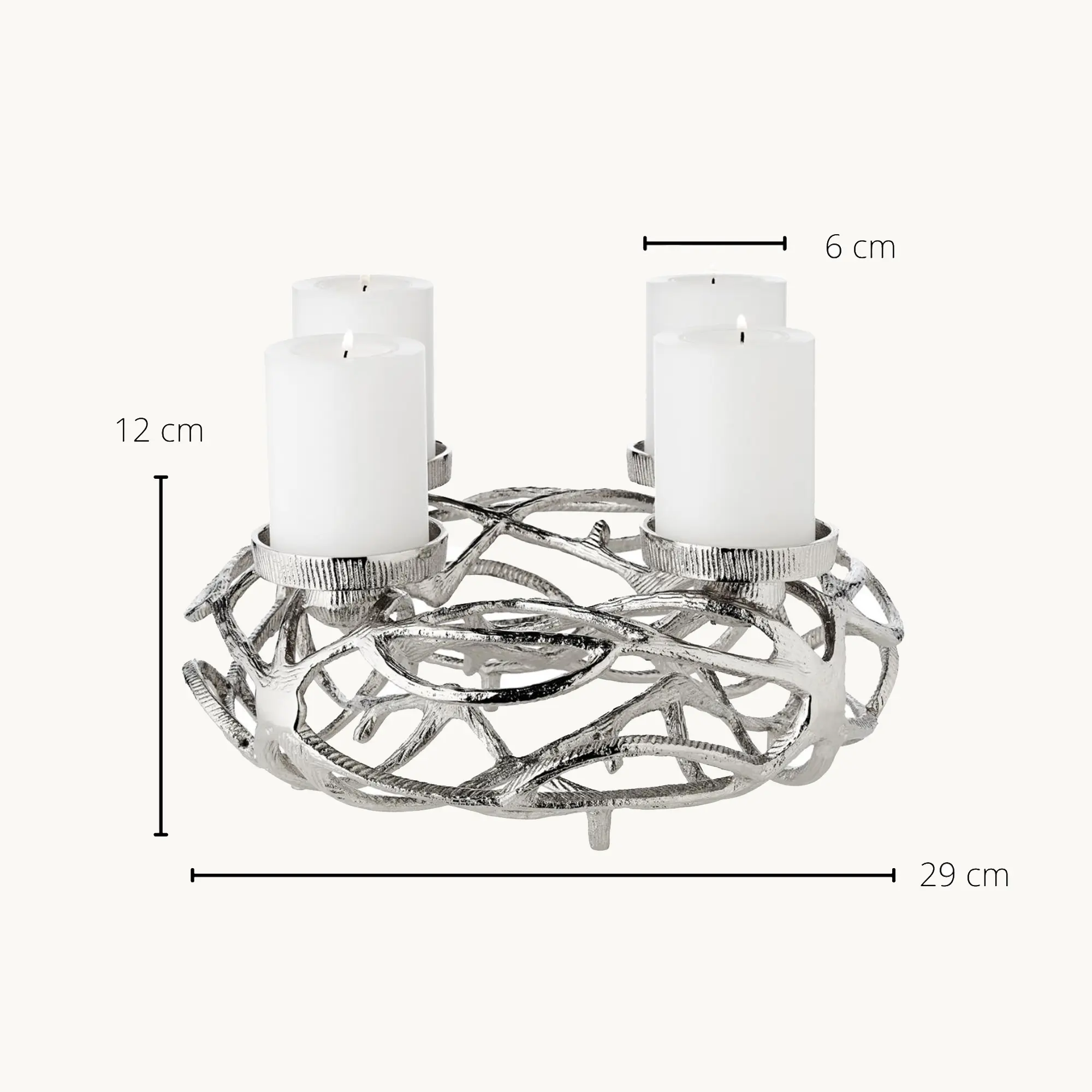 Adventskranz Bernd (ø 29 cm), silberfarben, Aluminium vernickelt