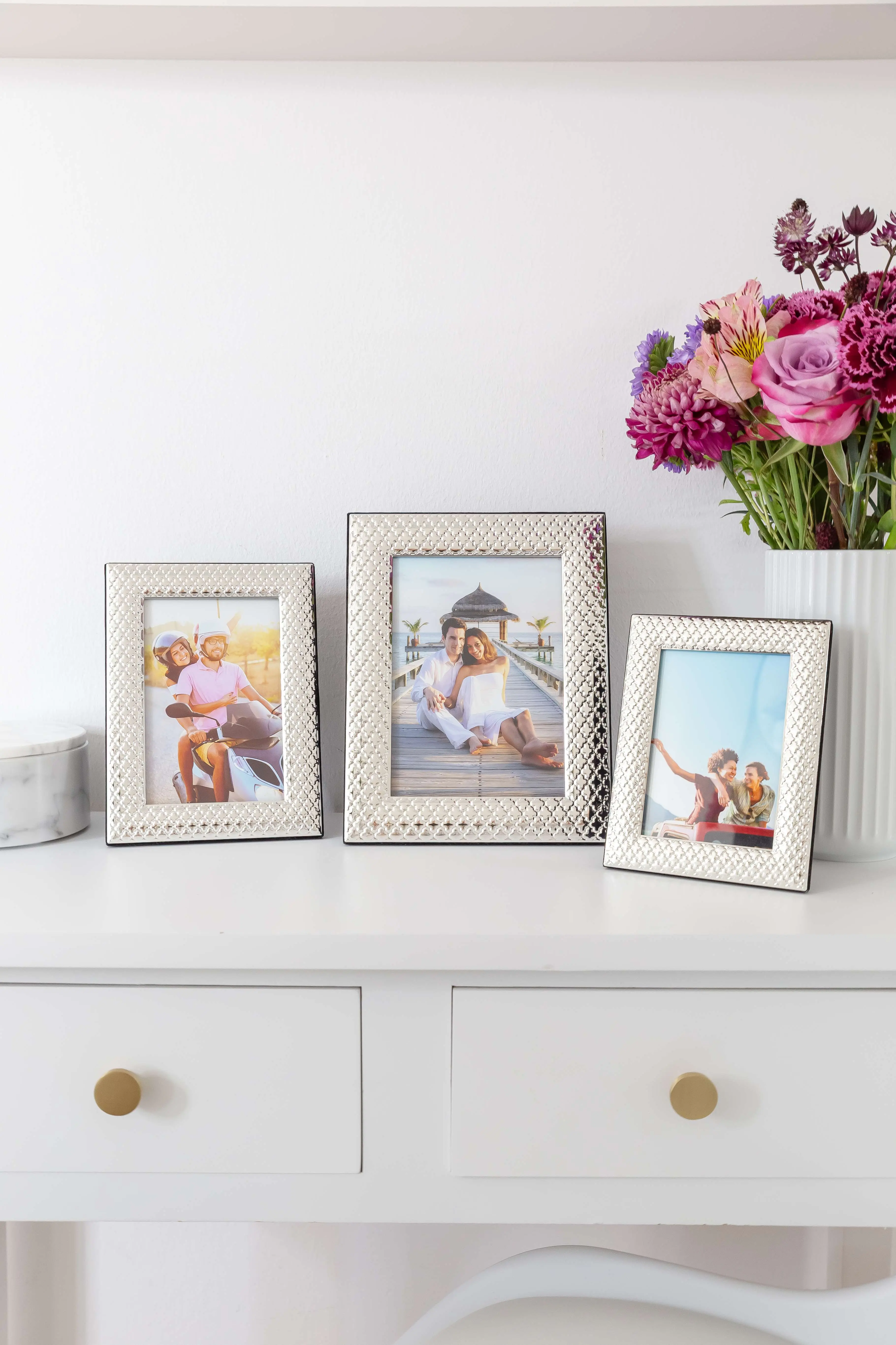 Fotorahmen Ruggiano für Foto 13 x 18 cm, gemustert, edel versilbert, anlaufgeschützt, mit 2 Aufhänger