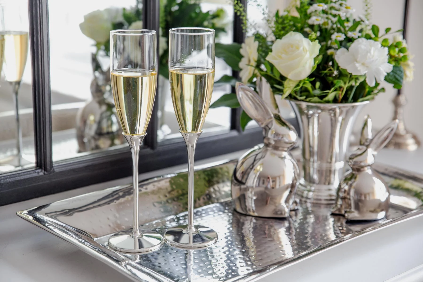 2er-Set Sektkelch Victoria (Höhe 27 cm) aus Glas, Fuß edel versilbert, anlaufgeschützt 2er-Set Sektkelch Victoria (Höhe 27 cm) aus Glas, Fuß edel versilbert, anlaufgeschützt