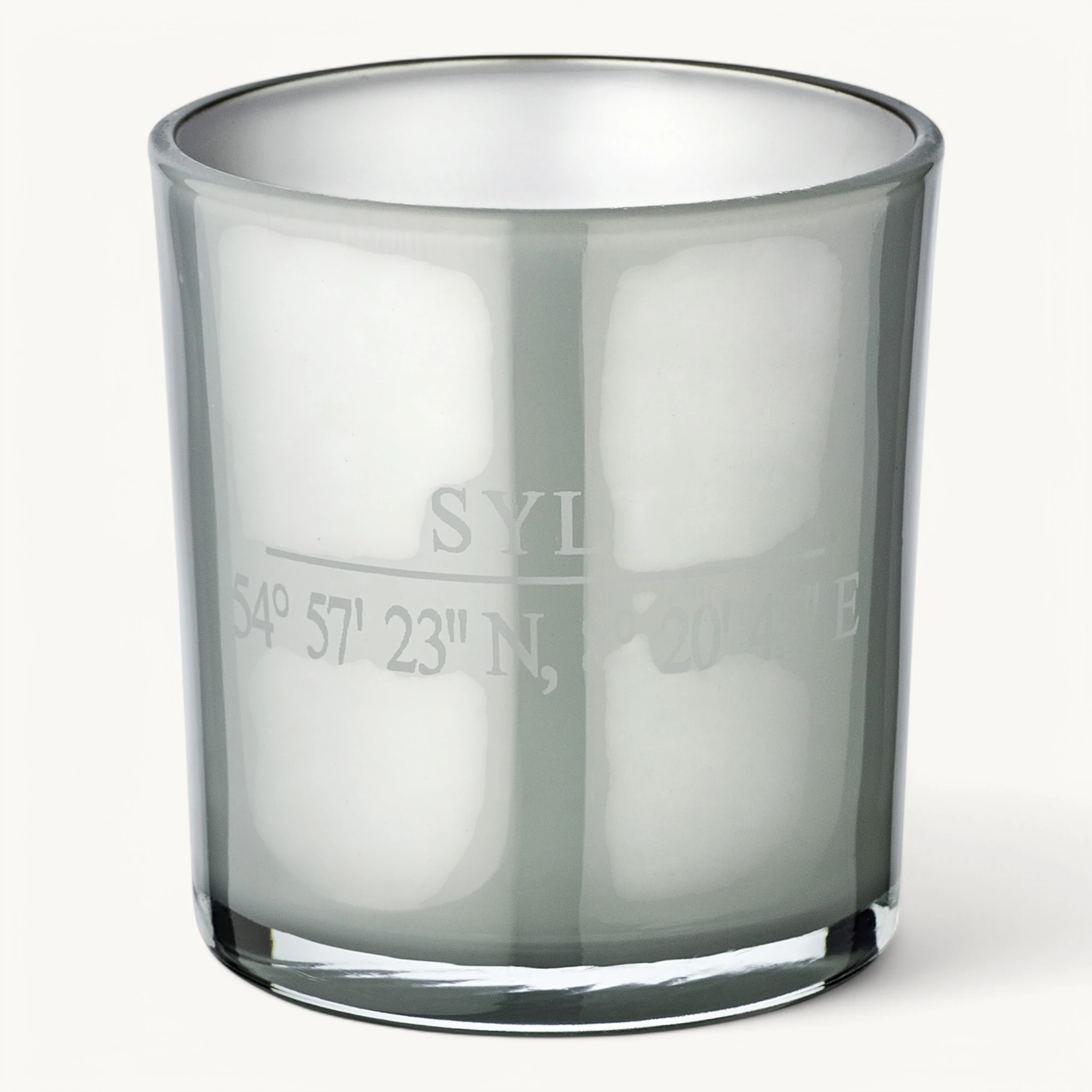 2er-Set Teelichtglas Sylt (Höhe 8 cm), grau, Sylt-Motiv