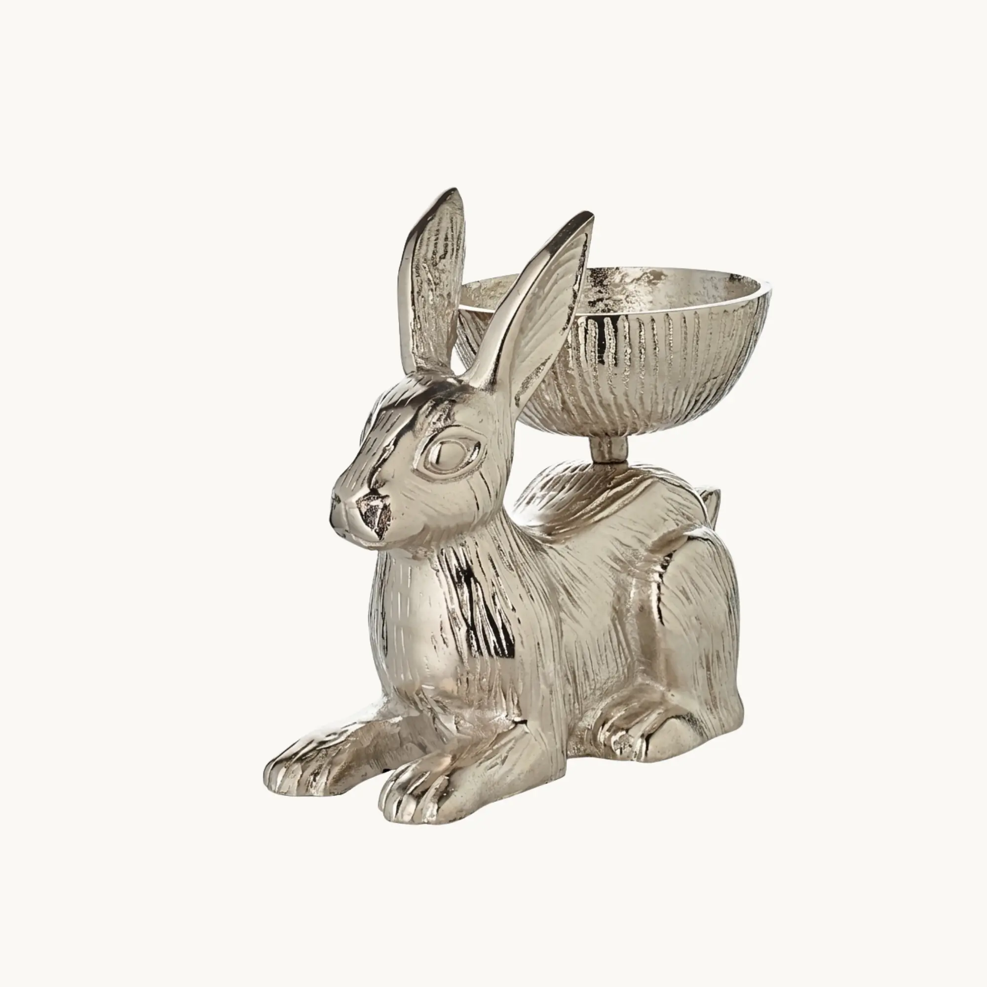 Dekoschale Hase (H 19 cm), silberfarben, Aluminium vernickelt