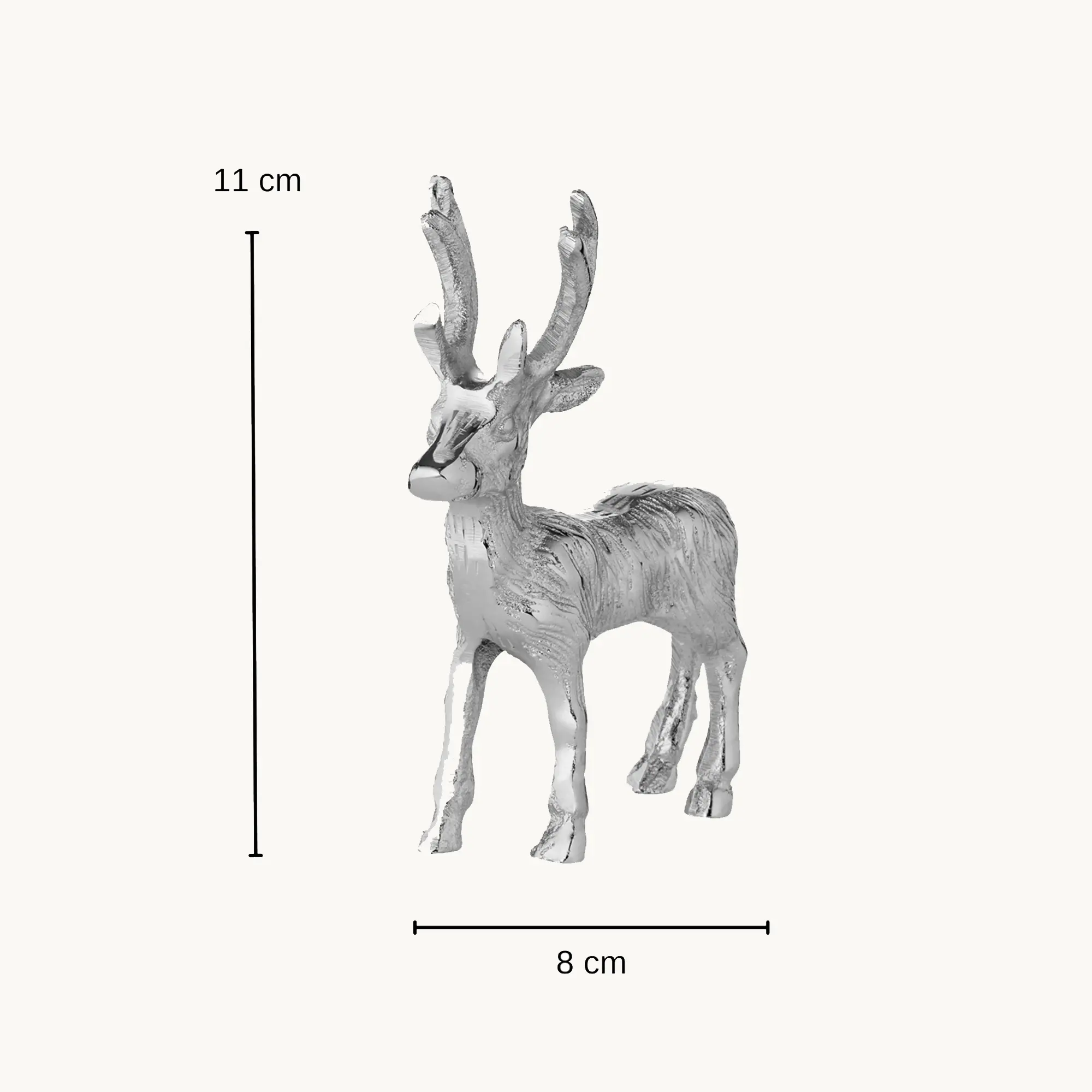SALE 2er Set Dekofigur Hirsch Malik (Höhe 11 cm), Aluminium vernickelt, silberfarben, Weihnachtsdeko