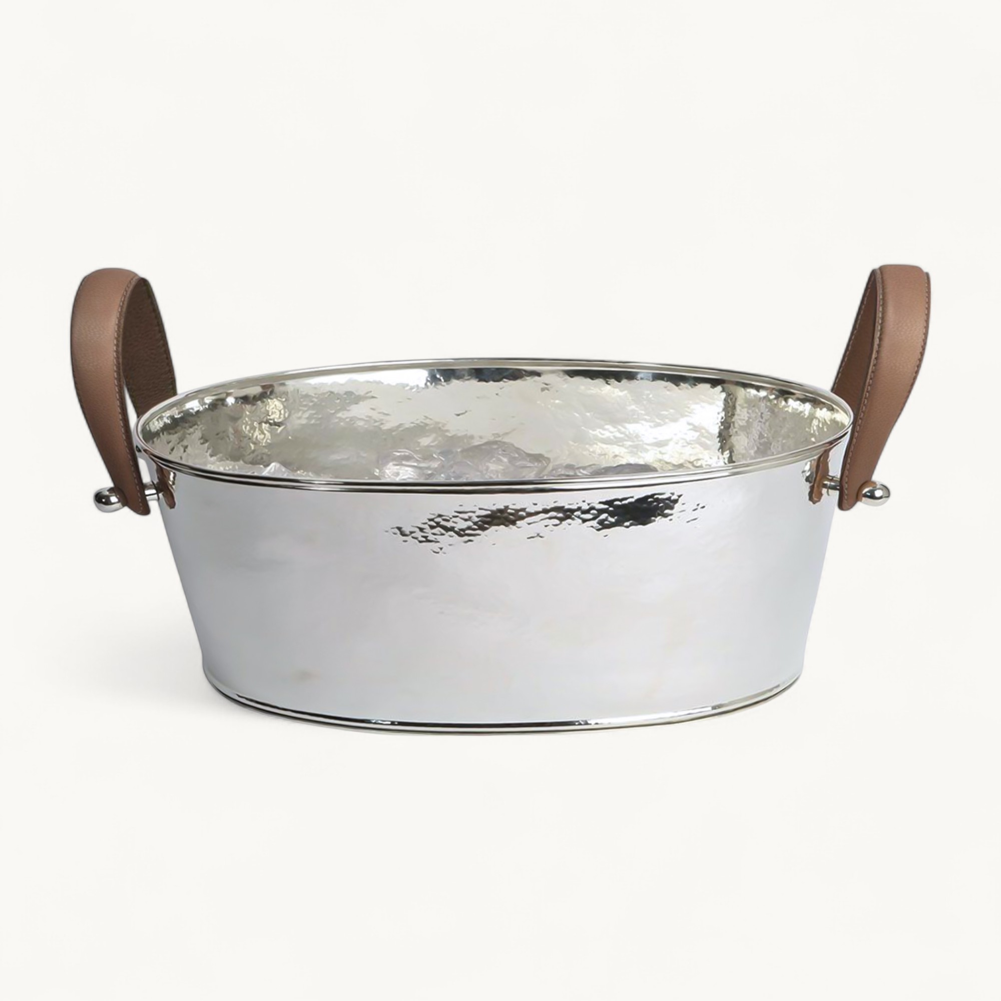 Champagner Schale Gavin, vernickelt, gehämmert 39x29x19 cm